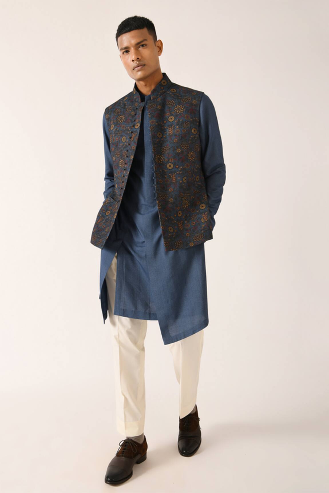 Dhruv Vaish Cotton Silk Printed Bundi 