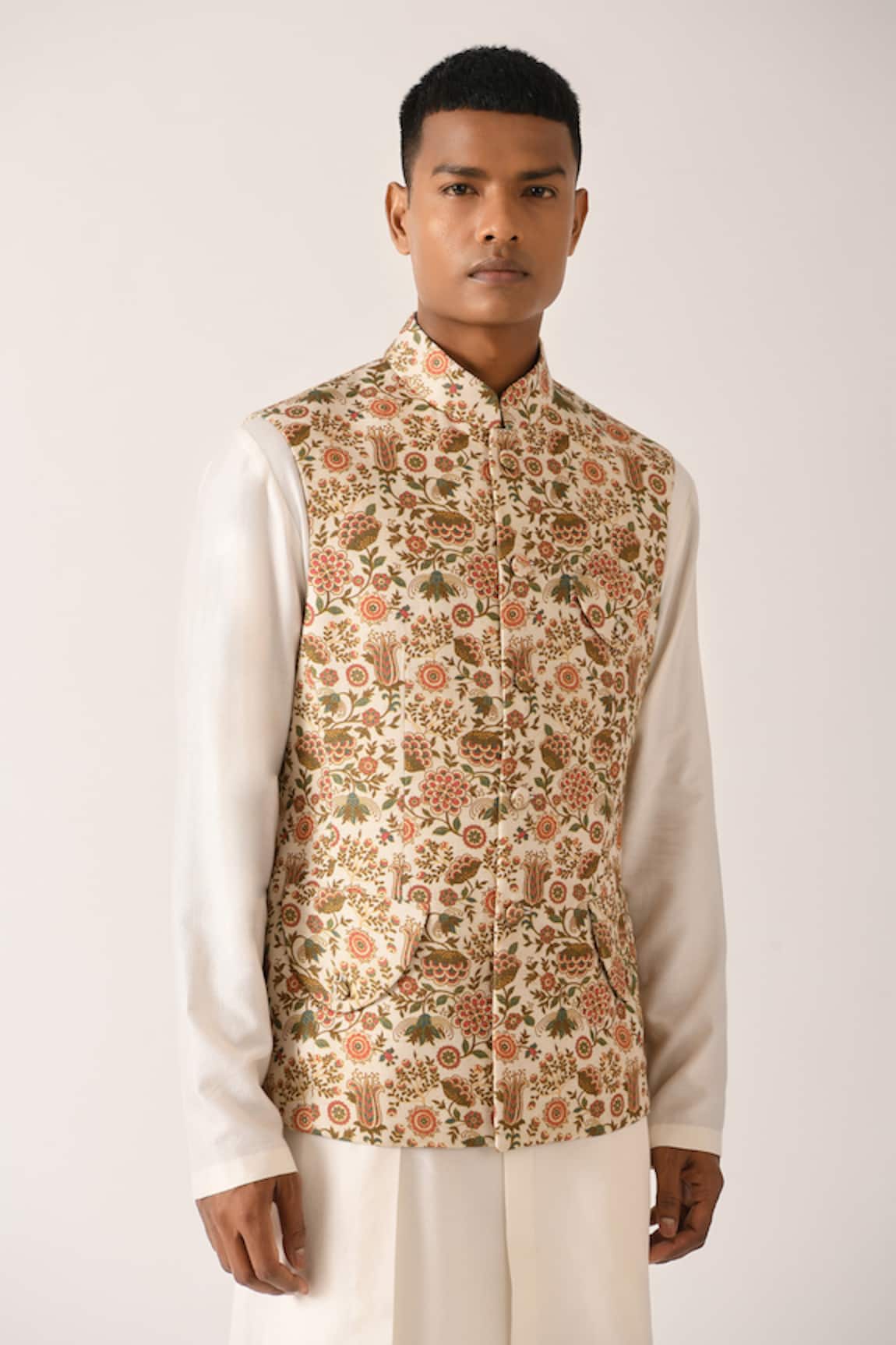 Dhruv Vaish Cotton Silk Printed Bundi 
