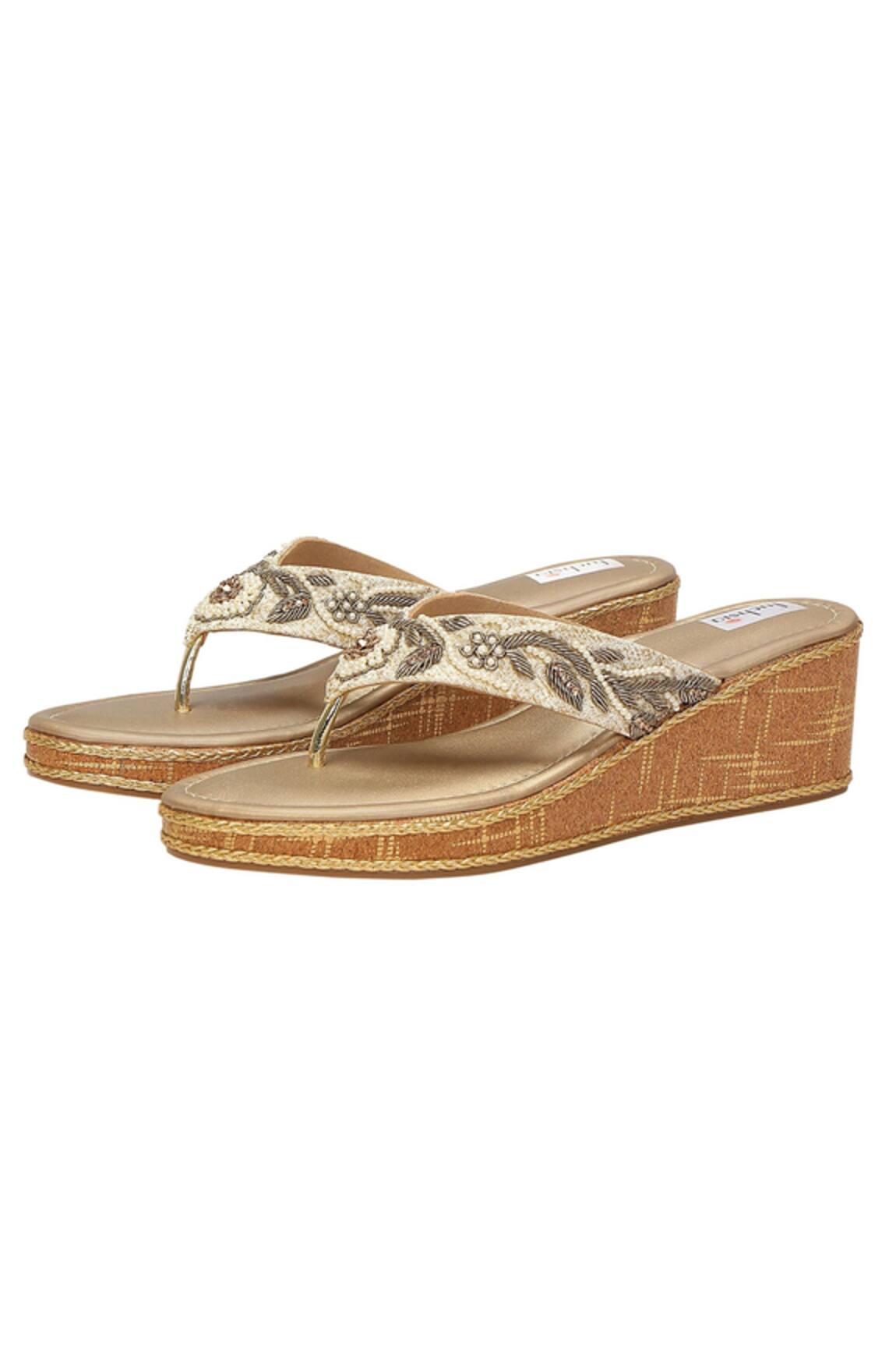 Fuchsia Resham Embroidered Wedges 