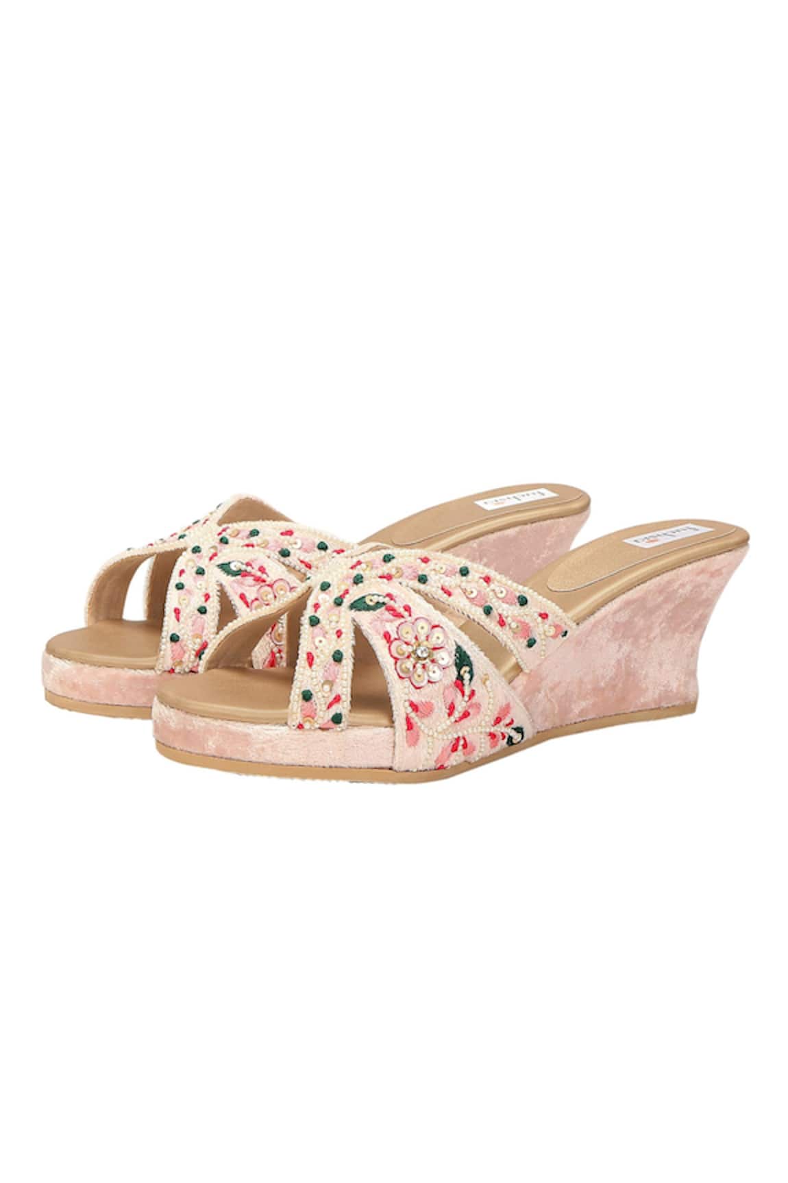 Fuchsia by aashaka mehta Falling Flower Embellished Wedges
