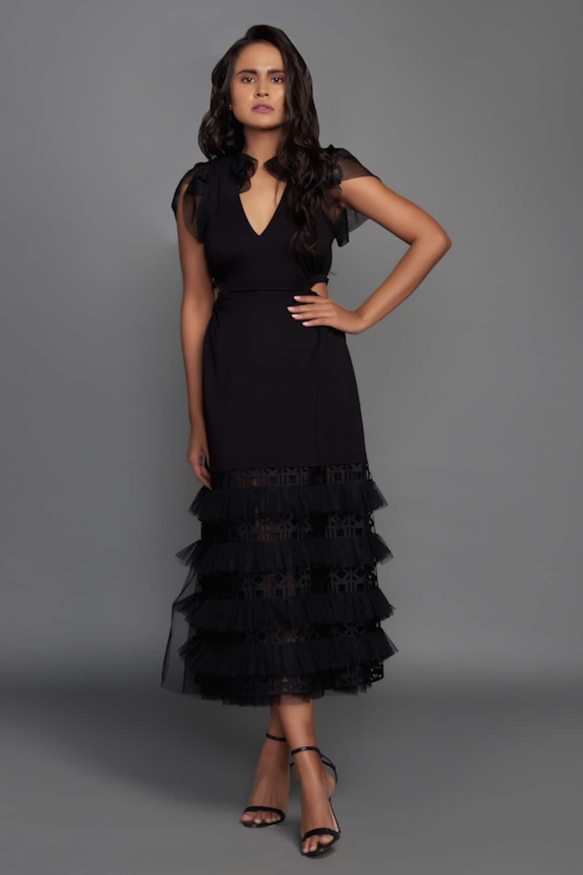 Deepika Arora Black Layered Dress