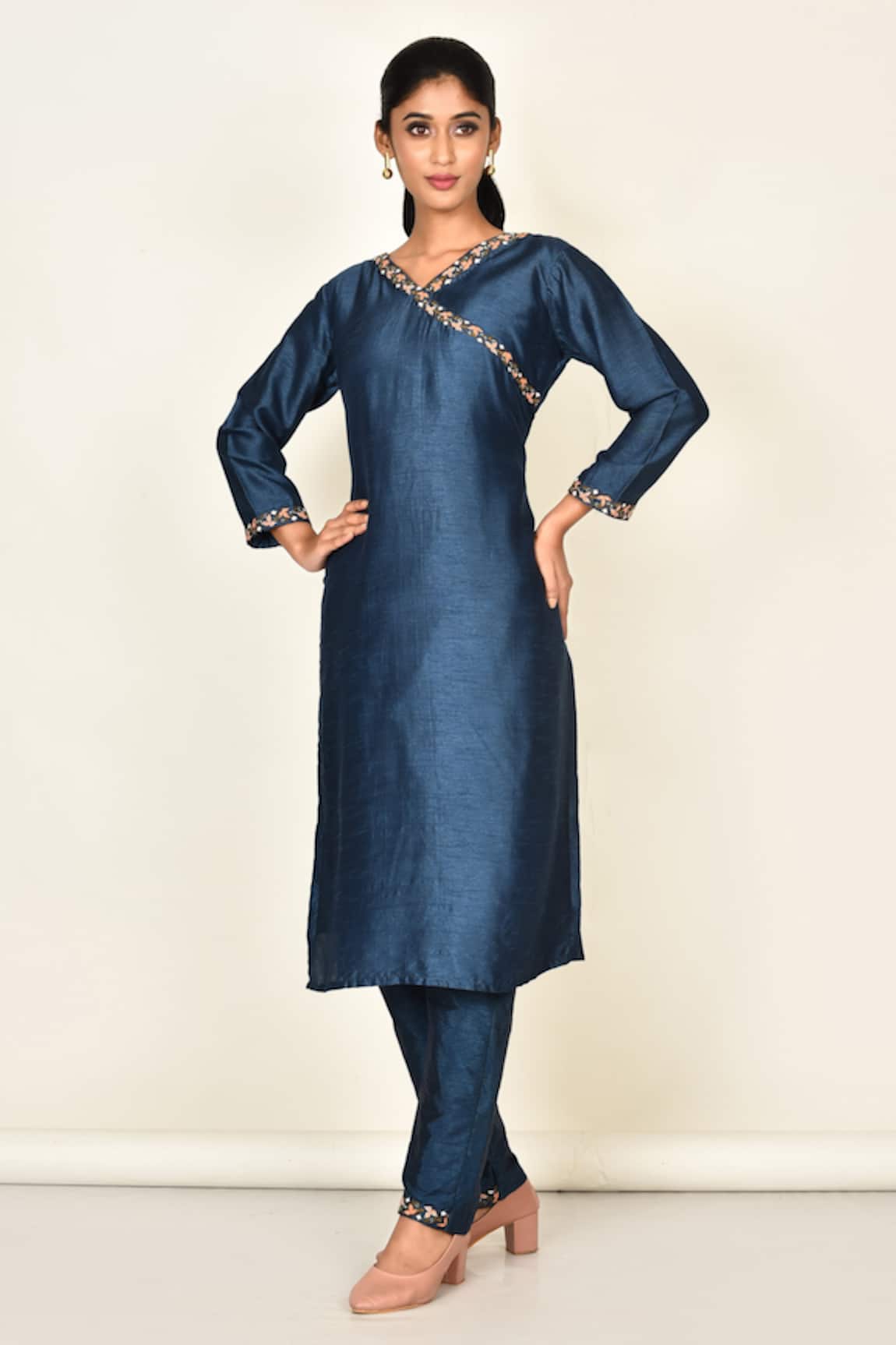 Khwaab By Sanjana Lakhani Floral Embroidered Blue Kurta Set 
