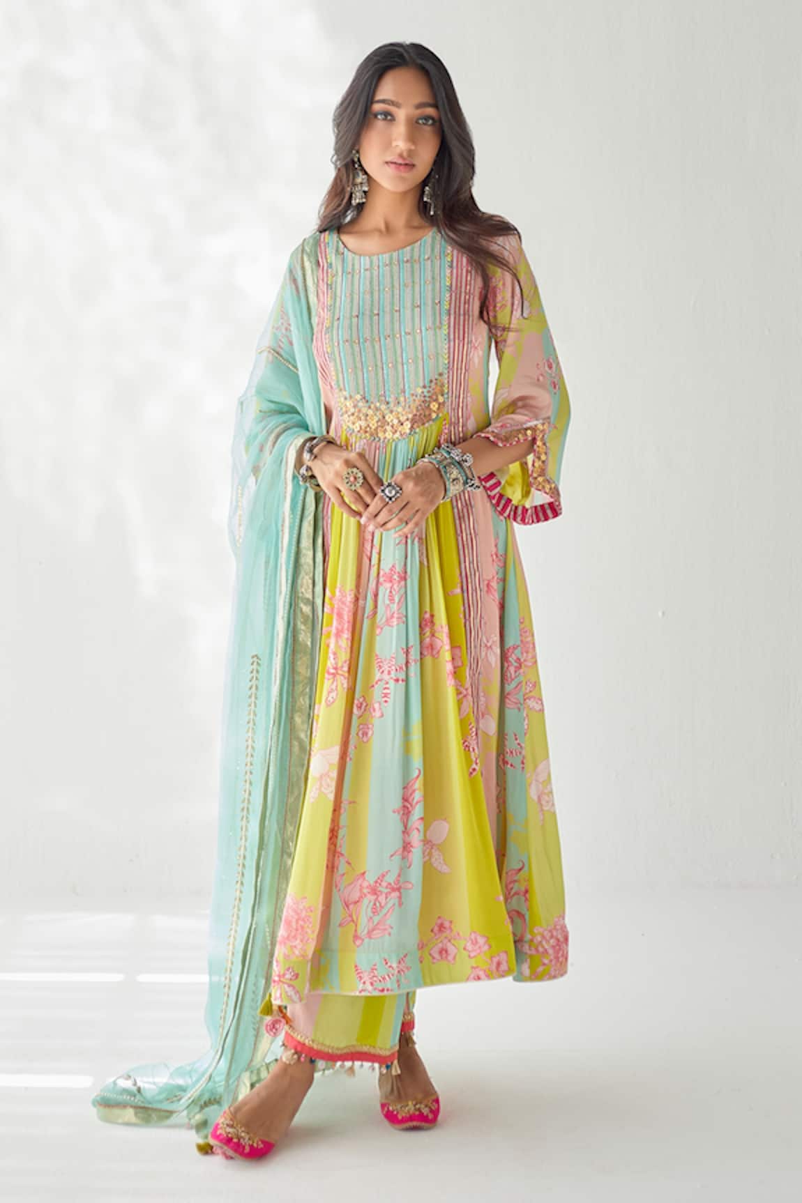 Rajiramniq Floral Print Kurta Palazzo Set