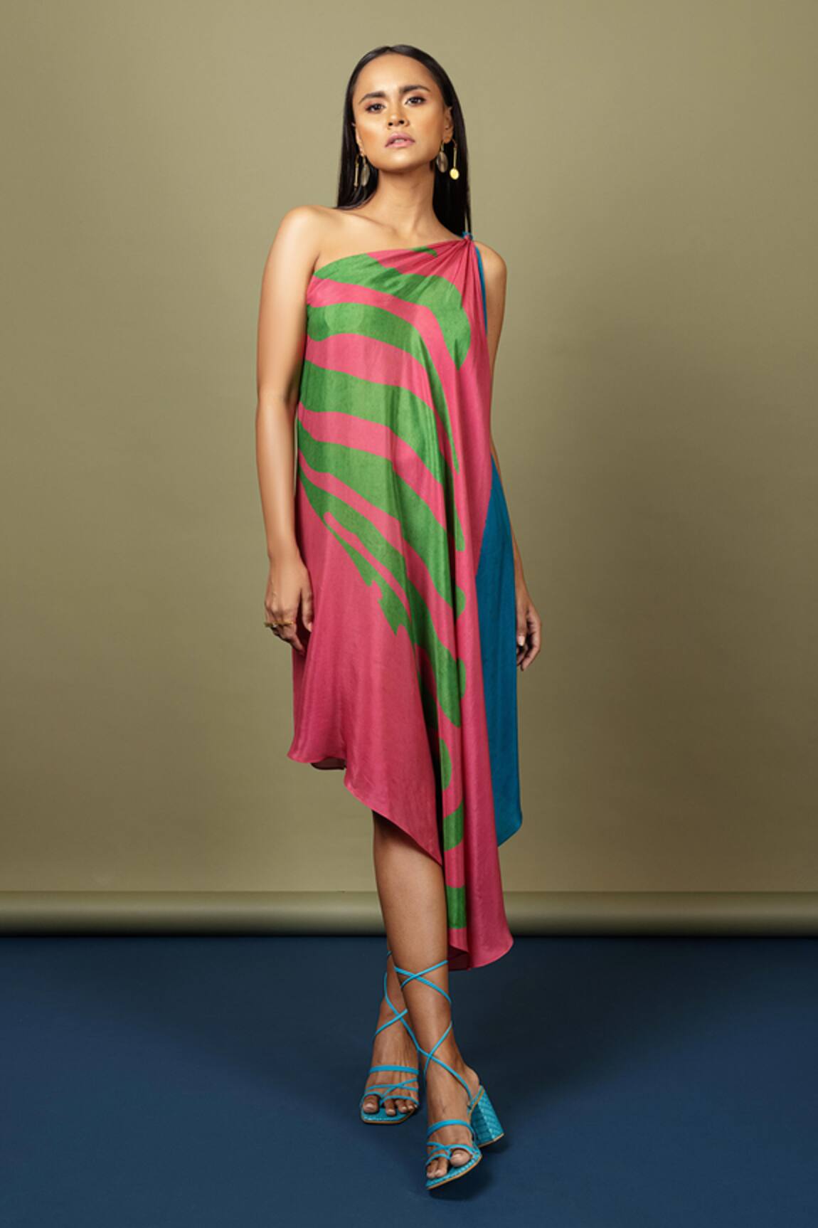 Nautanky One Shoulder Draped Dress 