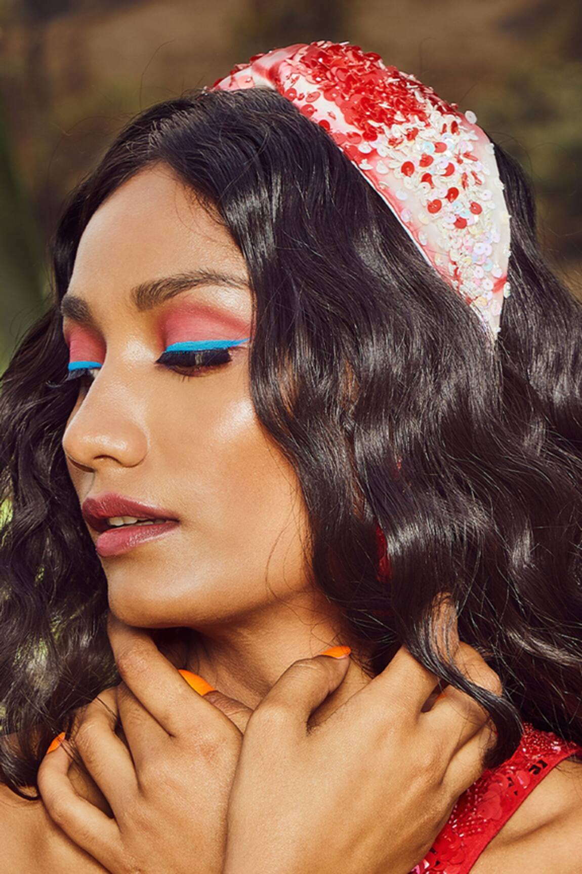 Babita Malkani Ombre Sequin Organza Headband 