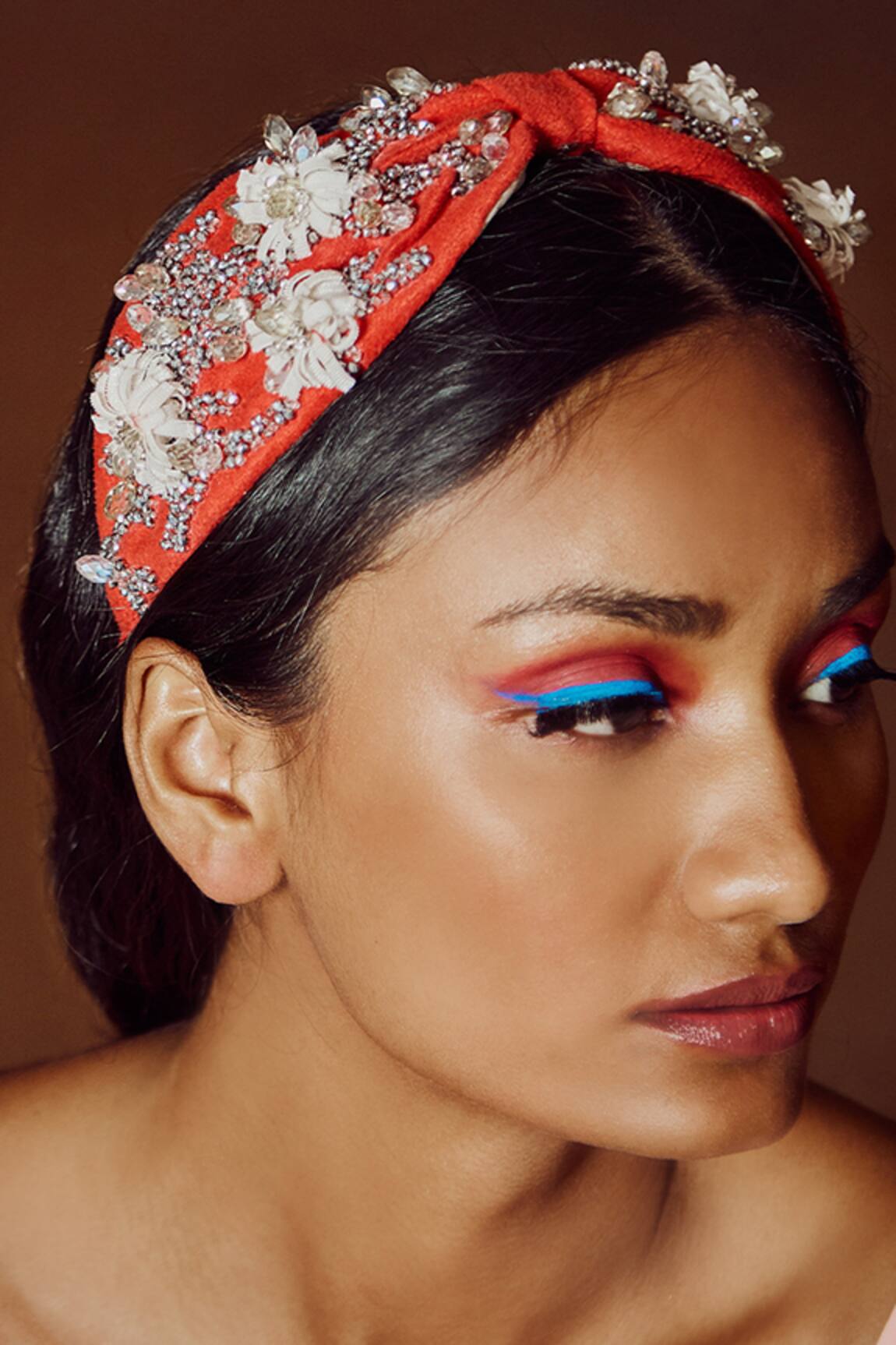 Babita Malkani Embellished Suede Turban Headband