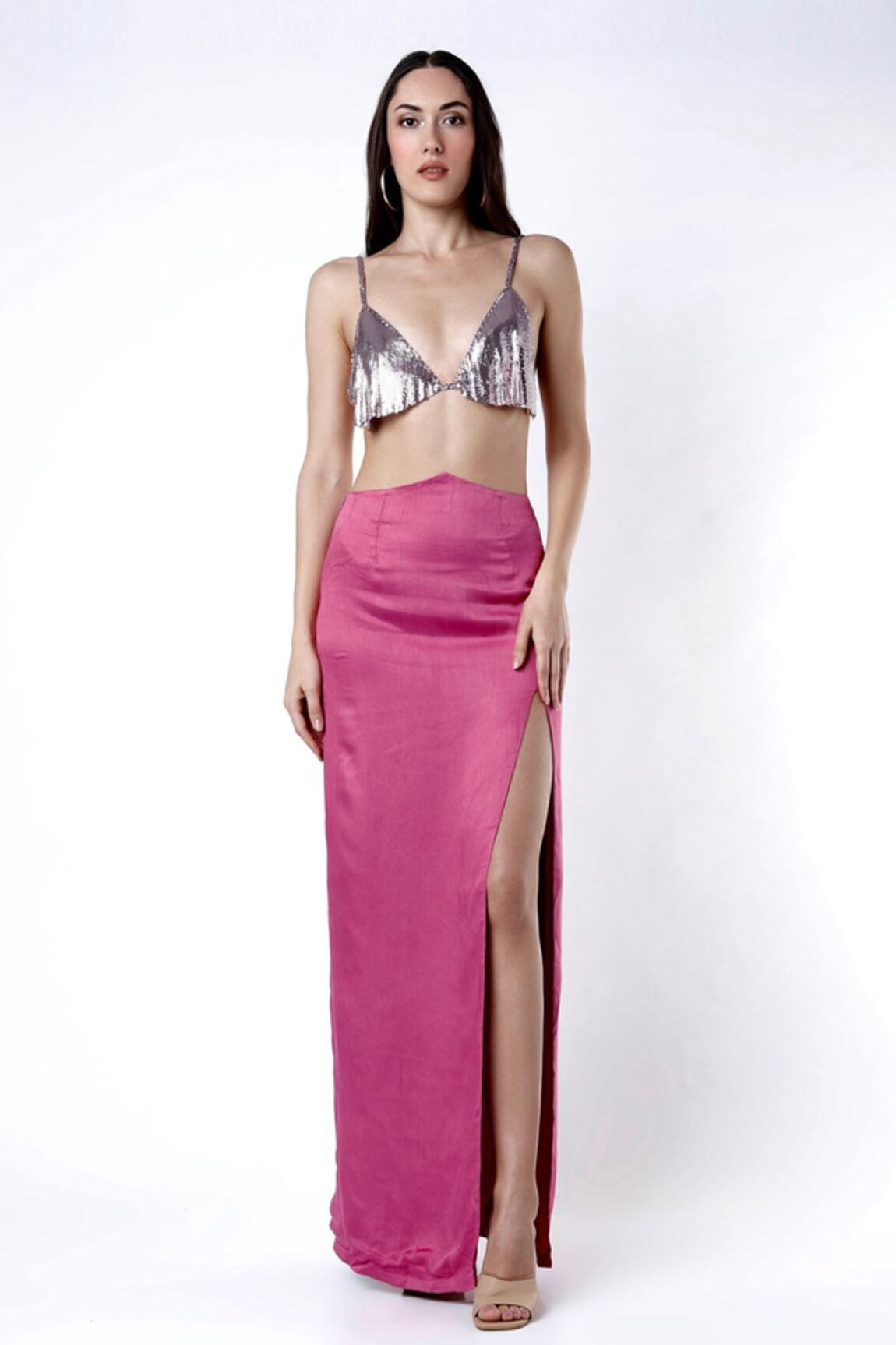 Deme By Gabriella Chain Mail Crop Top & Skirt Set