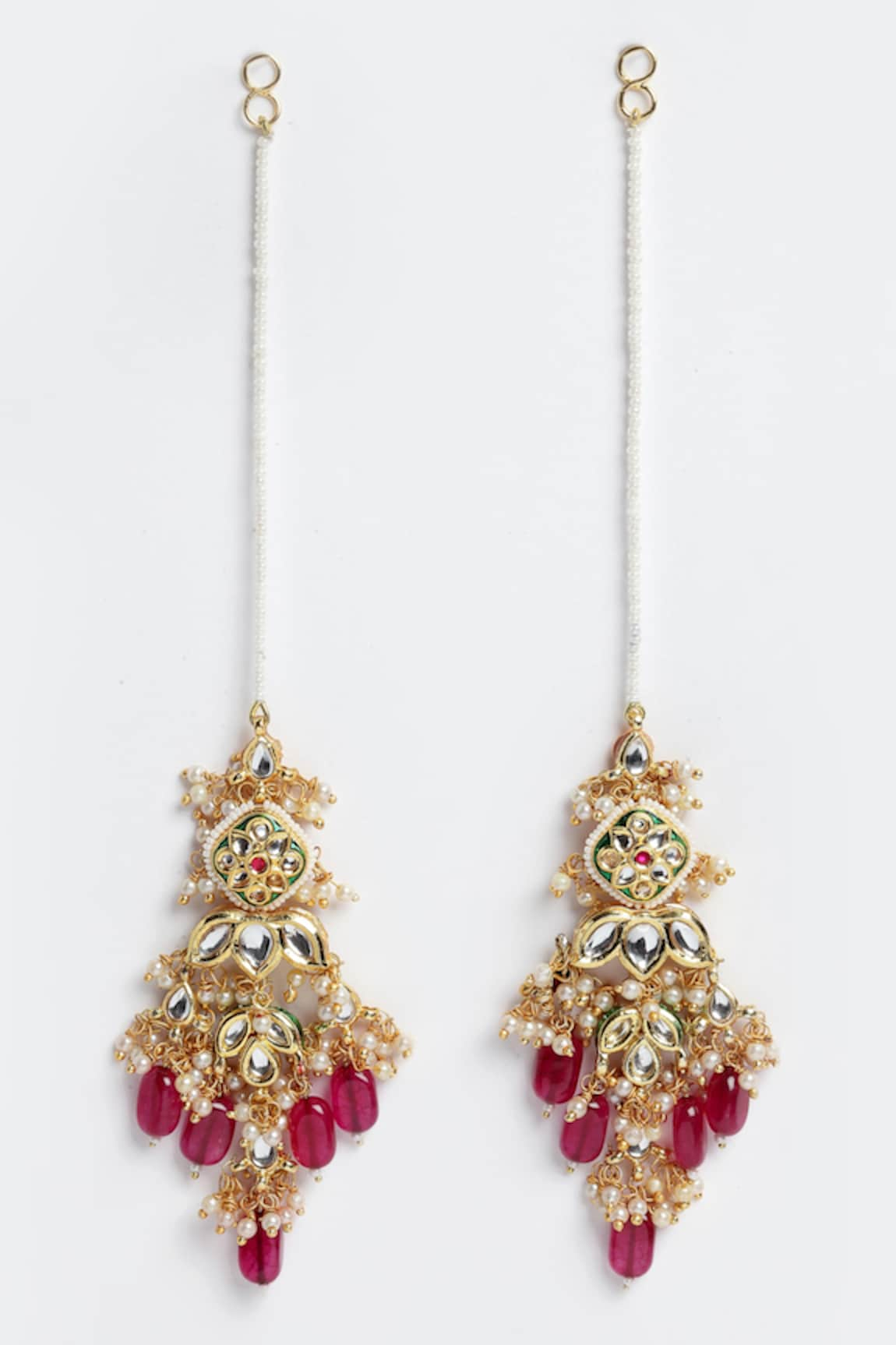 Dugran By Dugristyle Kundan Dangler Earrings With Ear Chain