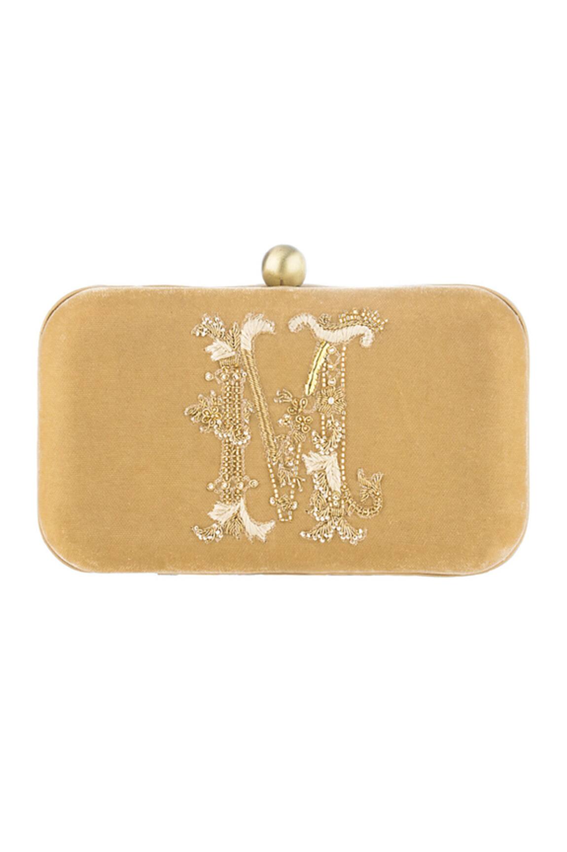 Lovetobag Dilara Velvet Monogram Box Clutch 