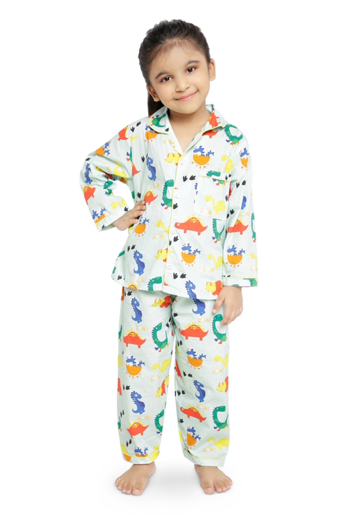 Knitting Doodles Cotton Dinosaur Print Night Suit