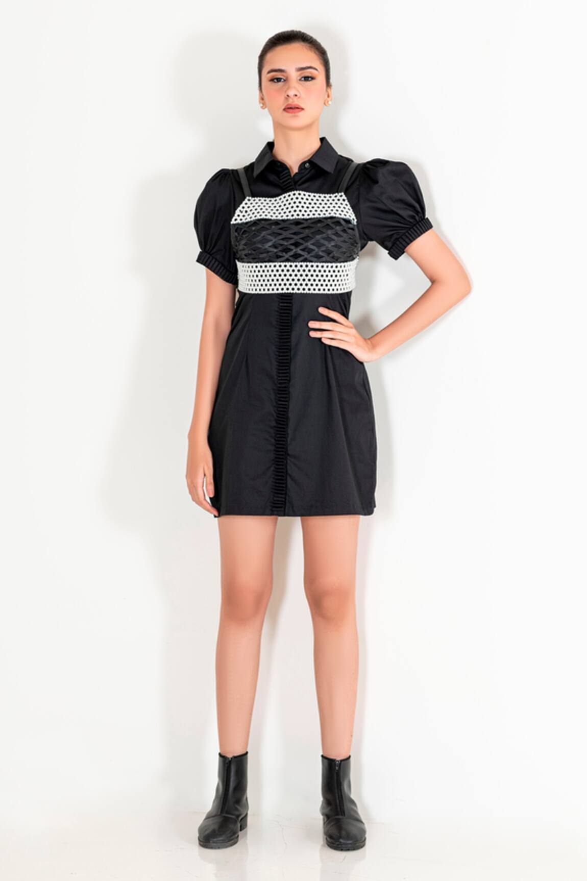 Devina Juneja Shirt Dress with Embellished Vest