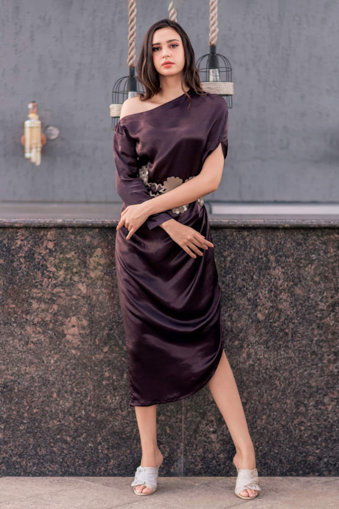 Devina Juneja One Shoulder Draped Dress