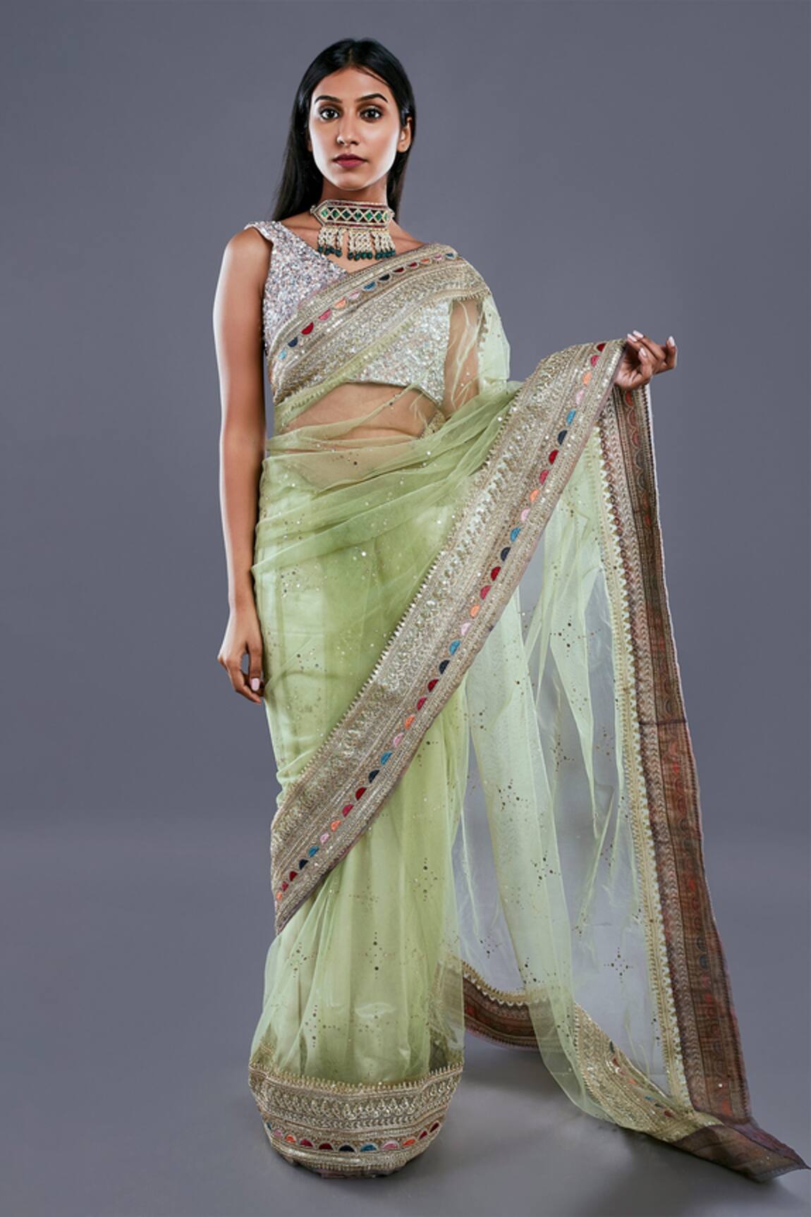 Divya Kanakia Net Saree With Sequin Blouse