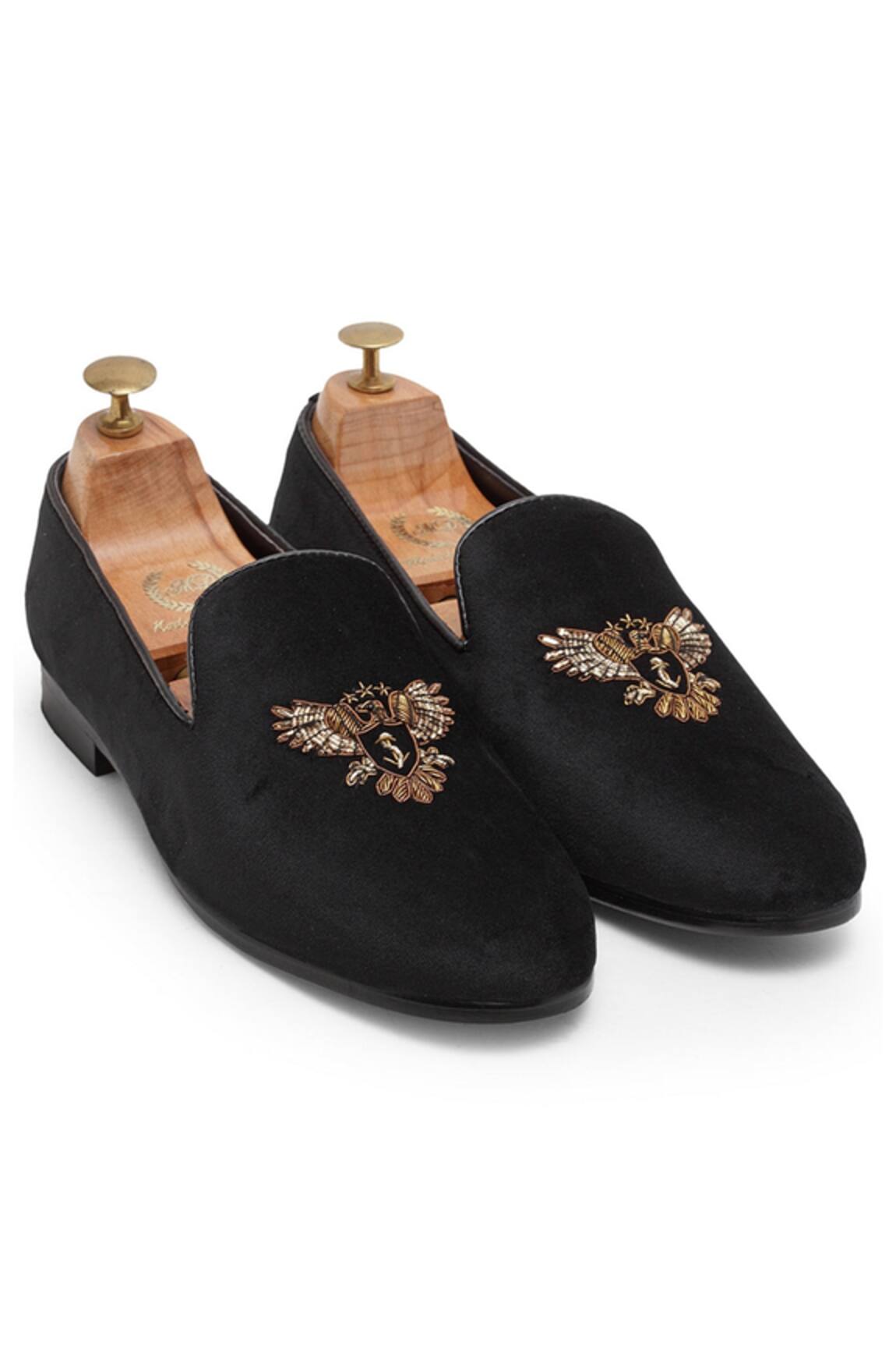 Domani Zardozi Embroidered Velvet Loafers