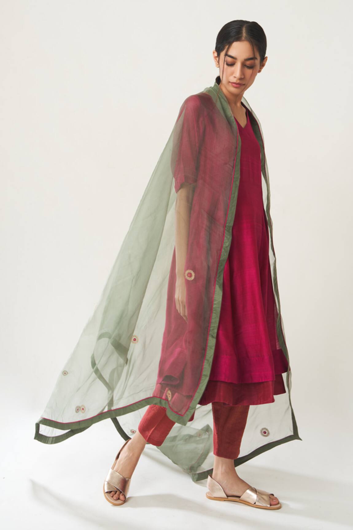 Dot Organza Embroidered Dupatta 