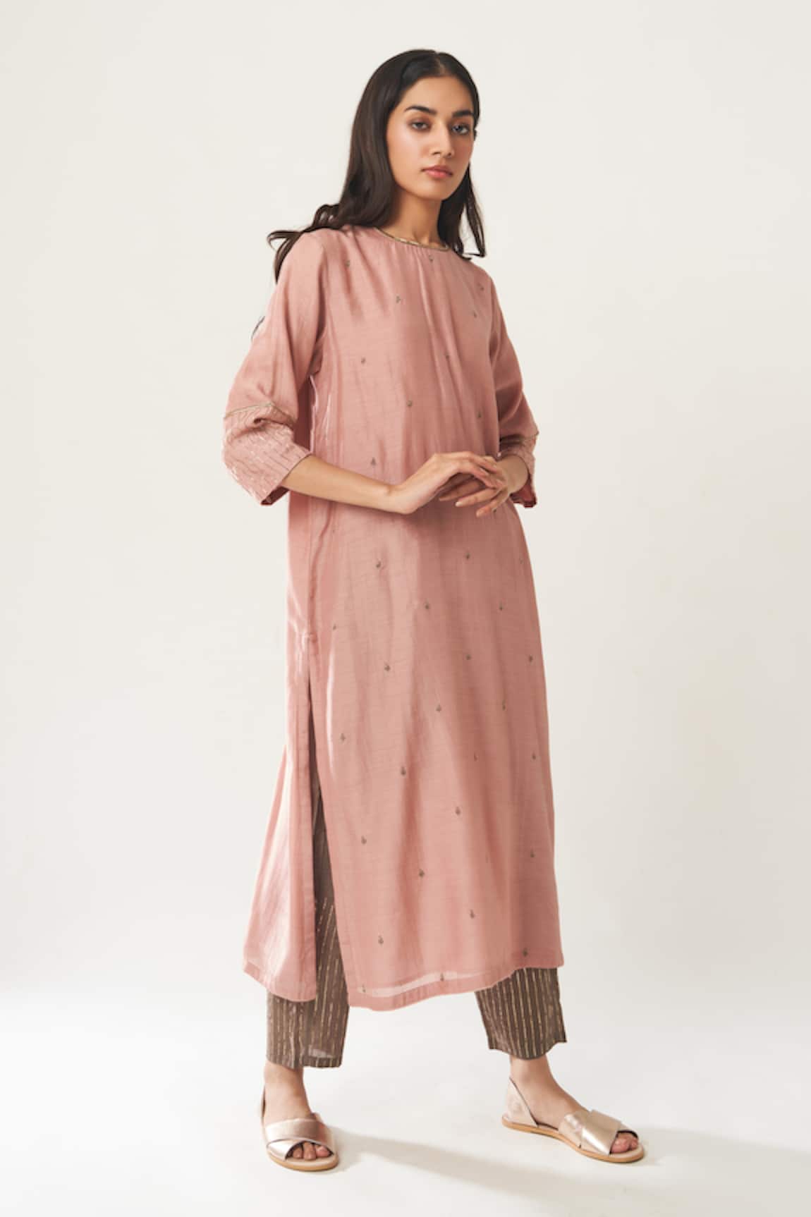 Dot Embroidered Kurta & Pant Set 