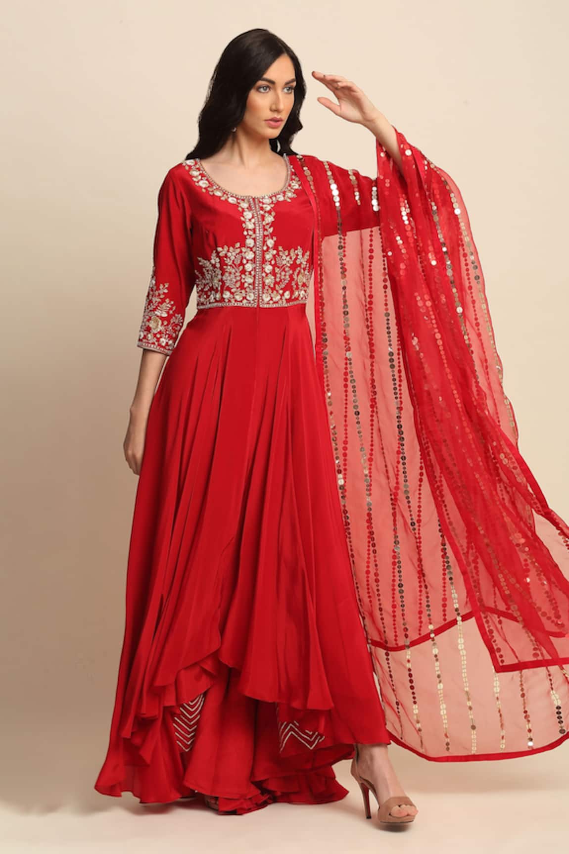 Priyanka Jain Crepe Flared Kurta Set 
