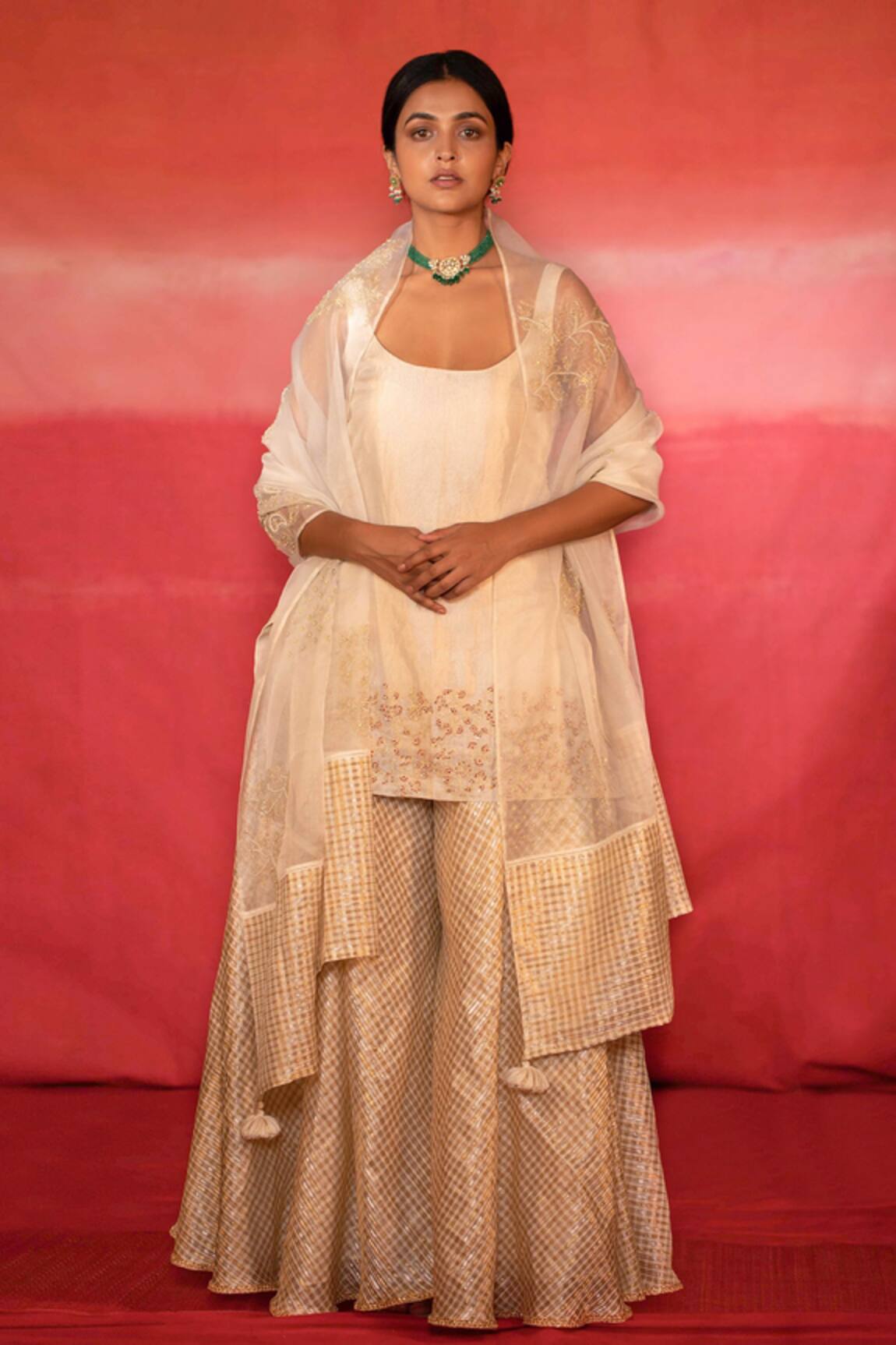 Deep Thee Silk Embroidered Sharara Set