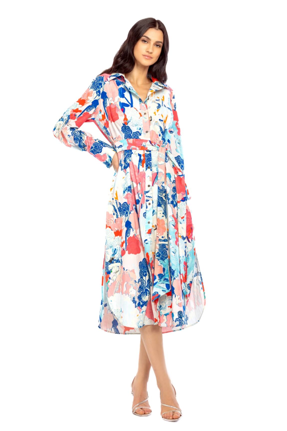 Mandira Wirk Resort Abstract Print Shirt Dress