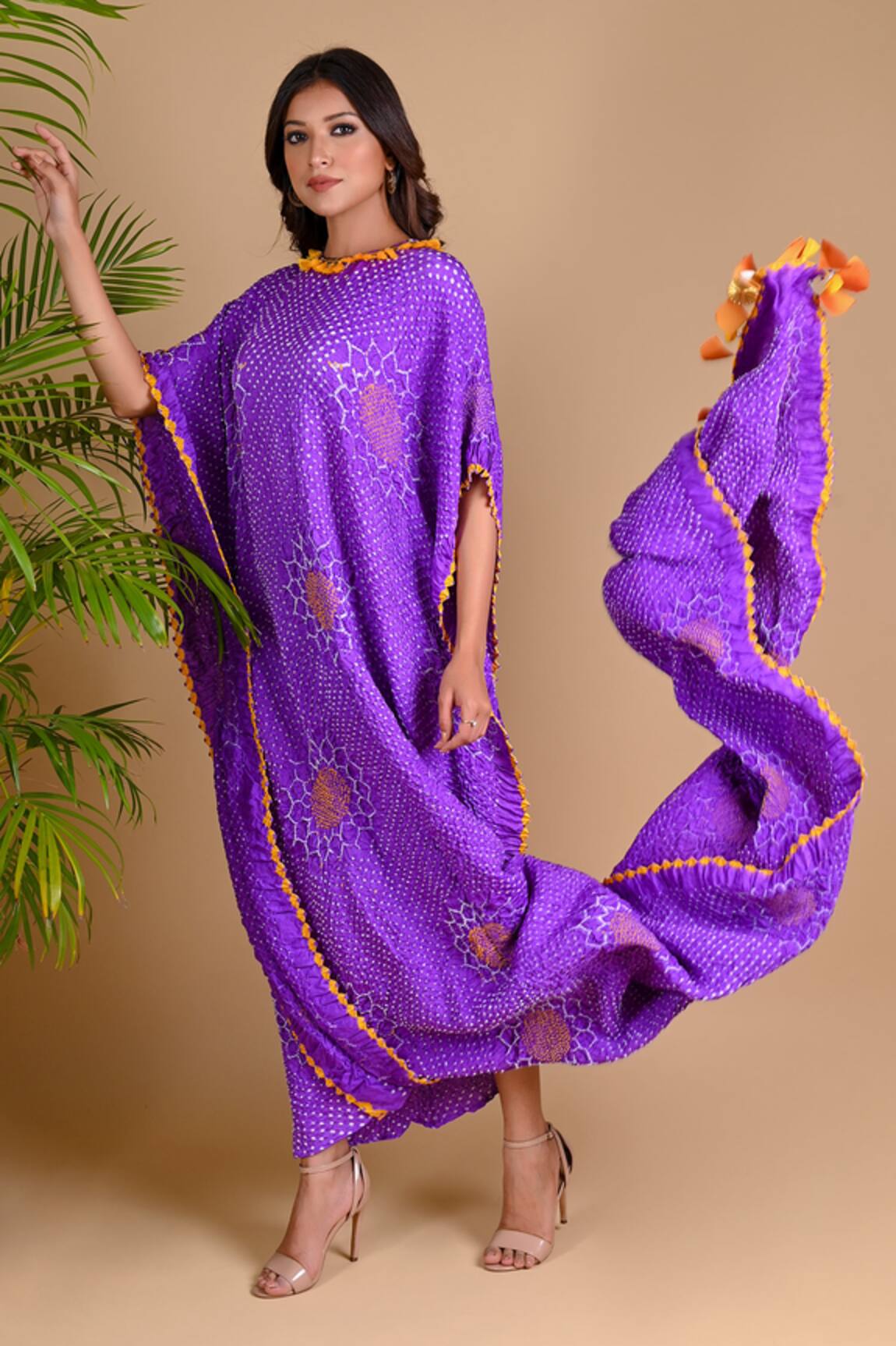 Dyelogue Gajji Silk Bandhani Draped Dress 