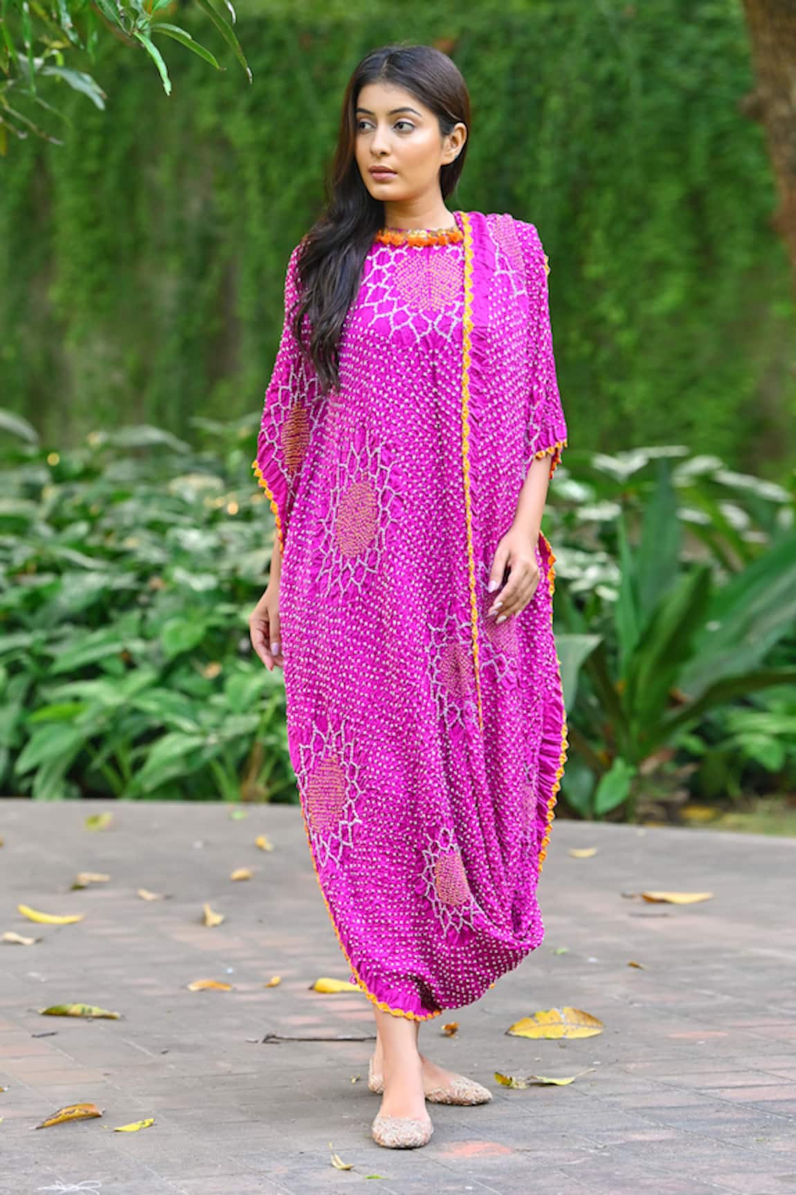 Dyelogue Gajji Silk Bandhani Draped Dress