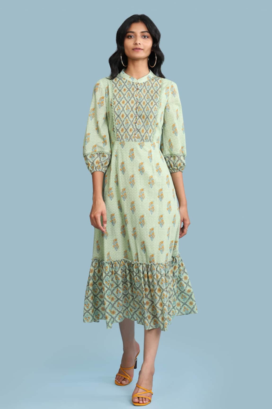Aarke Ritu Kumar Paisley & Floral Print Midi Dress