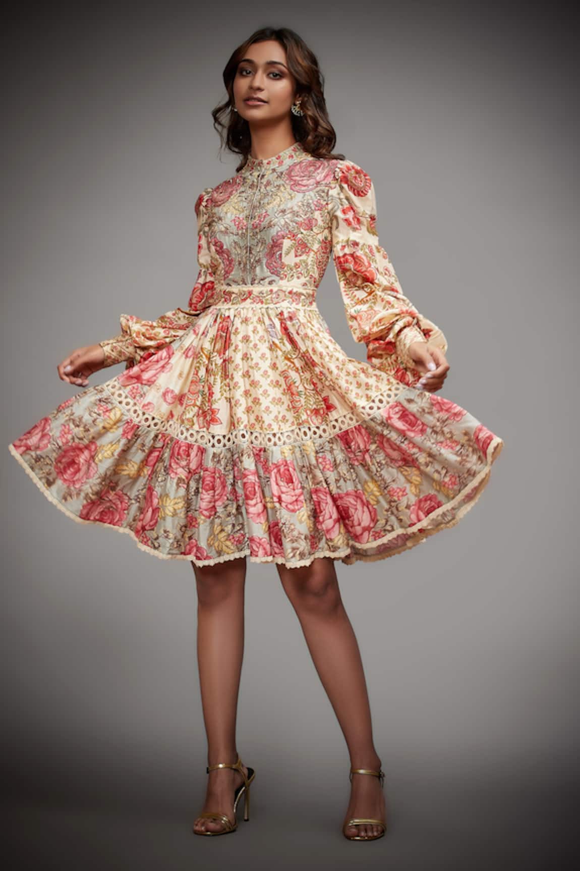 RI.Ritu Kumar Silk Floral Print Dress