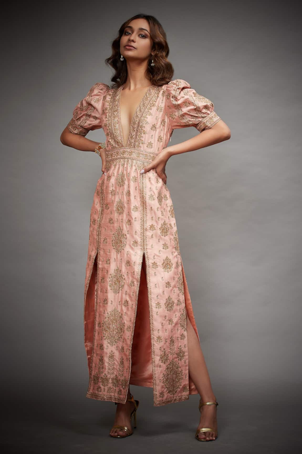 RI.Ritu Kumar Embroidered Slit Gown 