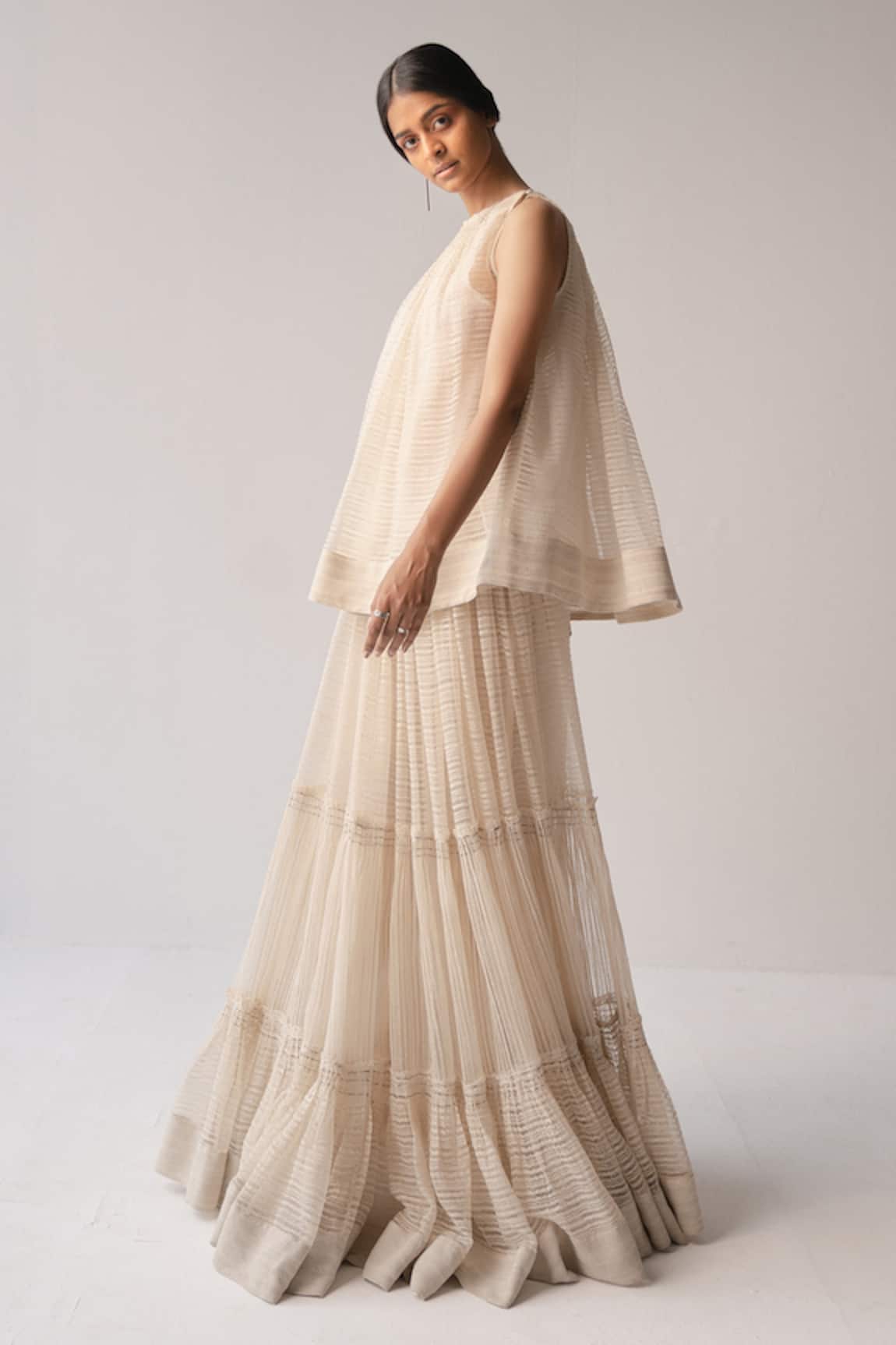 Urvashi Kaur Embroidered Tiered Skirt