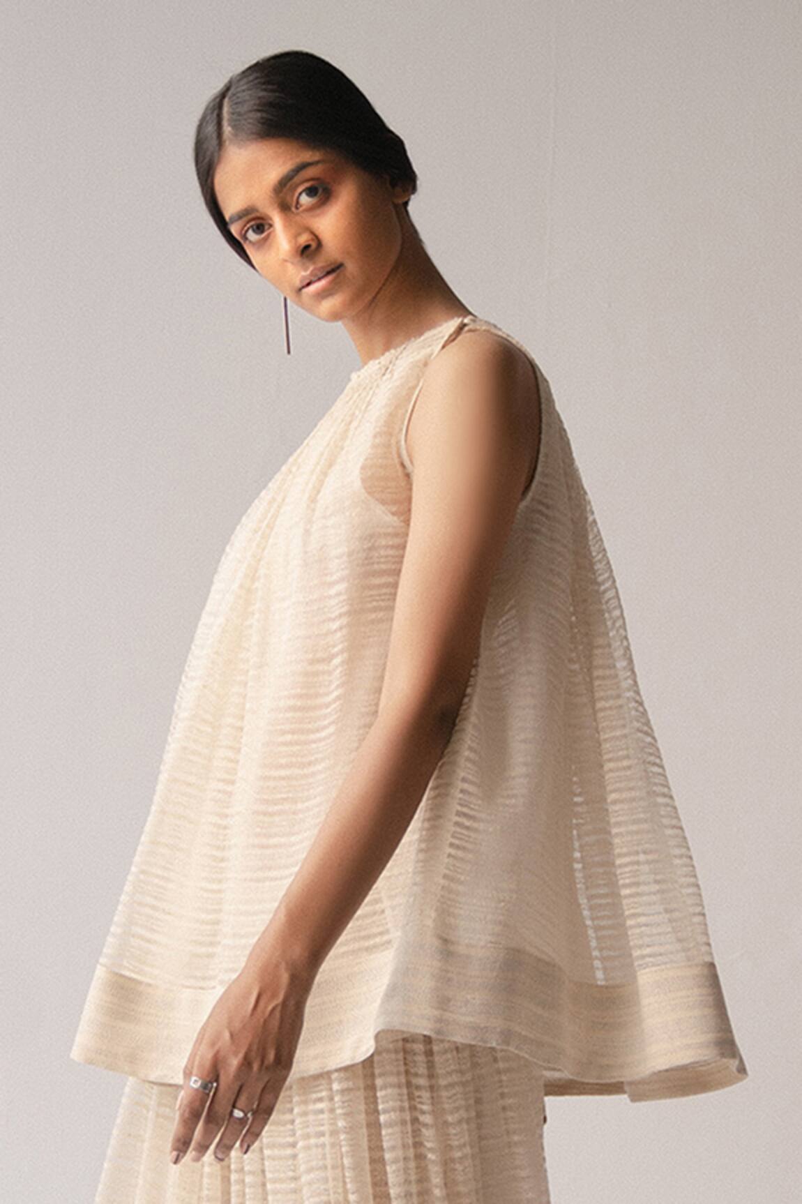 Urvashi Kaur Embroidered Flared Sleeveless Top