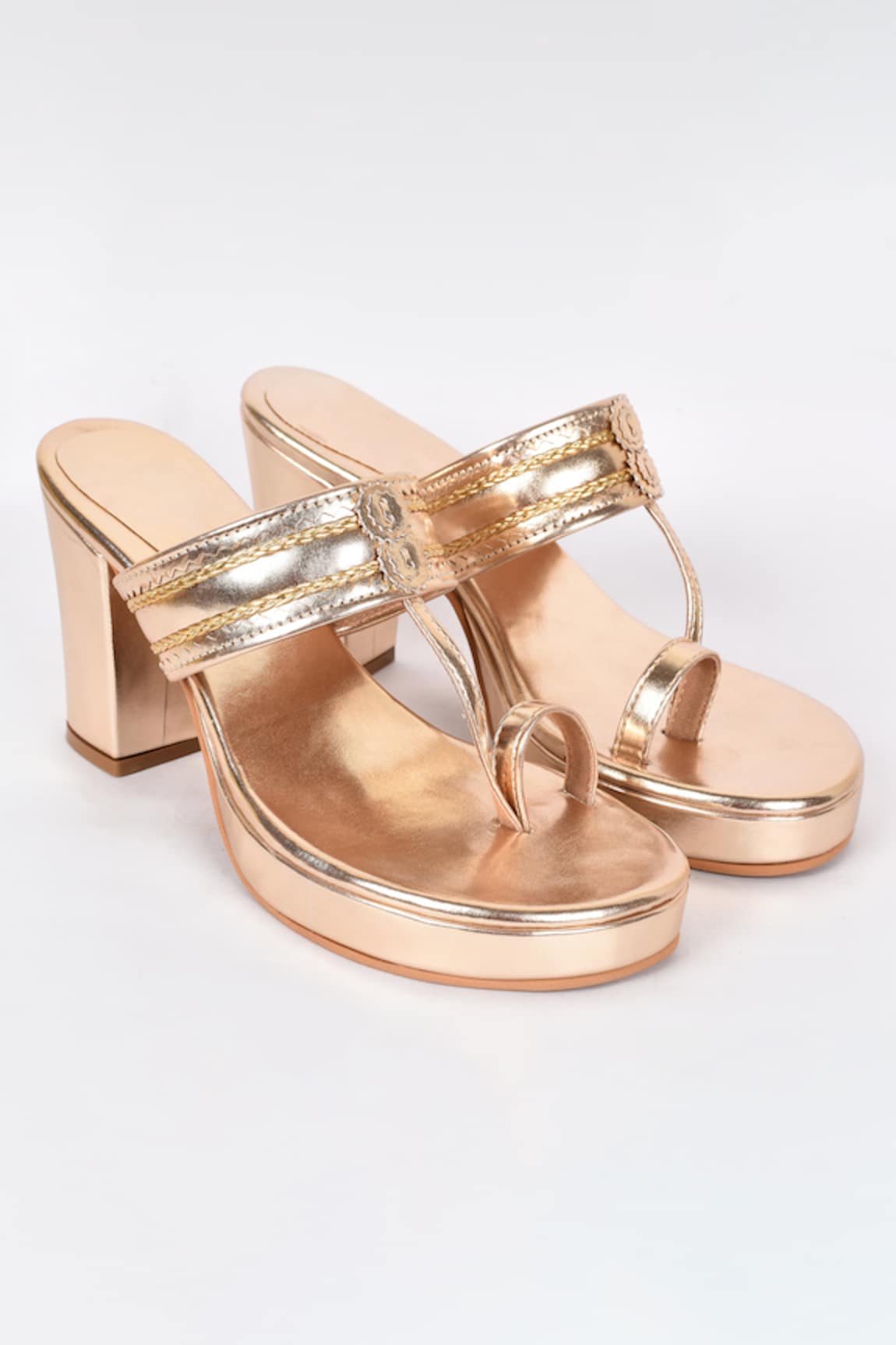 Samyukta Singhania Metallic Strap Kolhapuri Heels