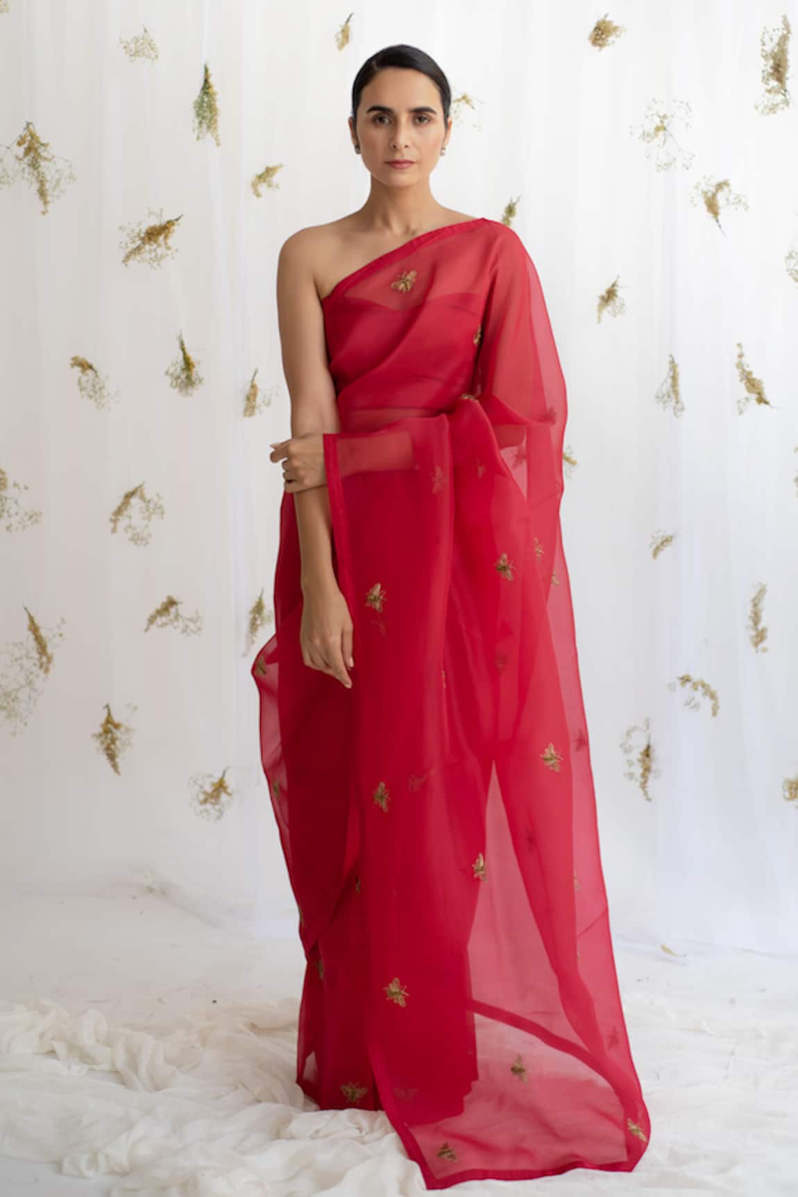 Kapardara Silk Organza Embroidered Saree