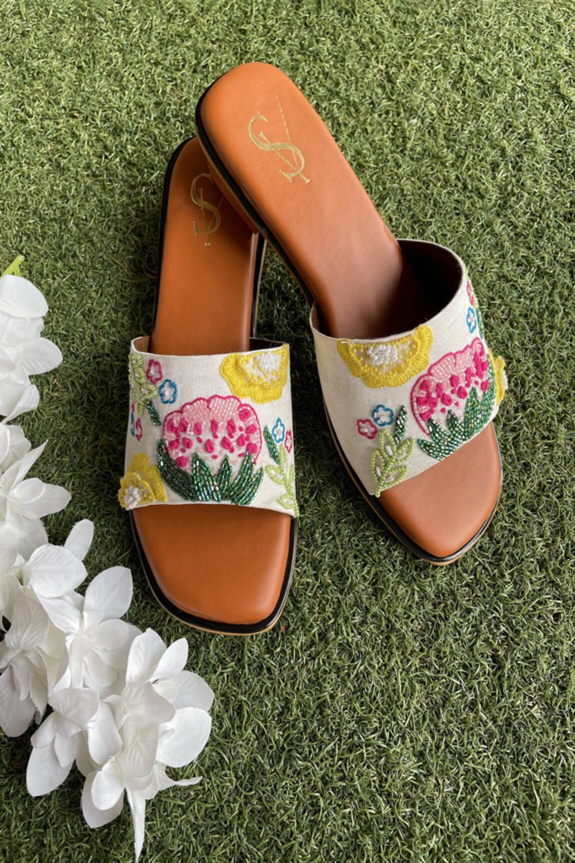 Dhwni Singhvi Tropical Embellished Block Heels