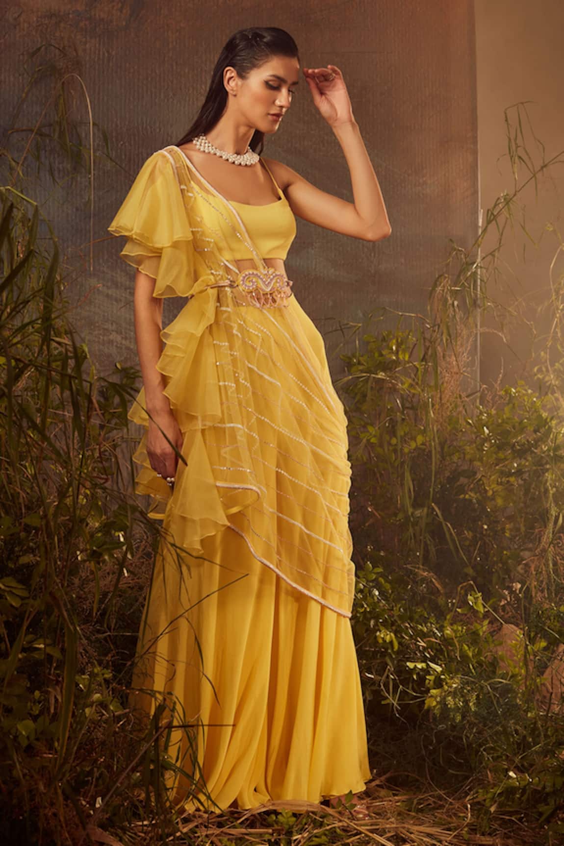 Dheeru Taneja Embroidered Sharara Set With Cape