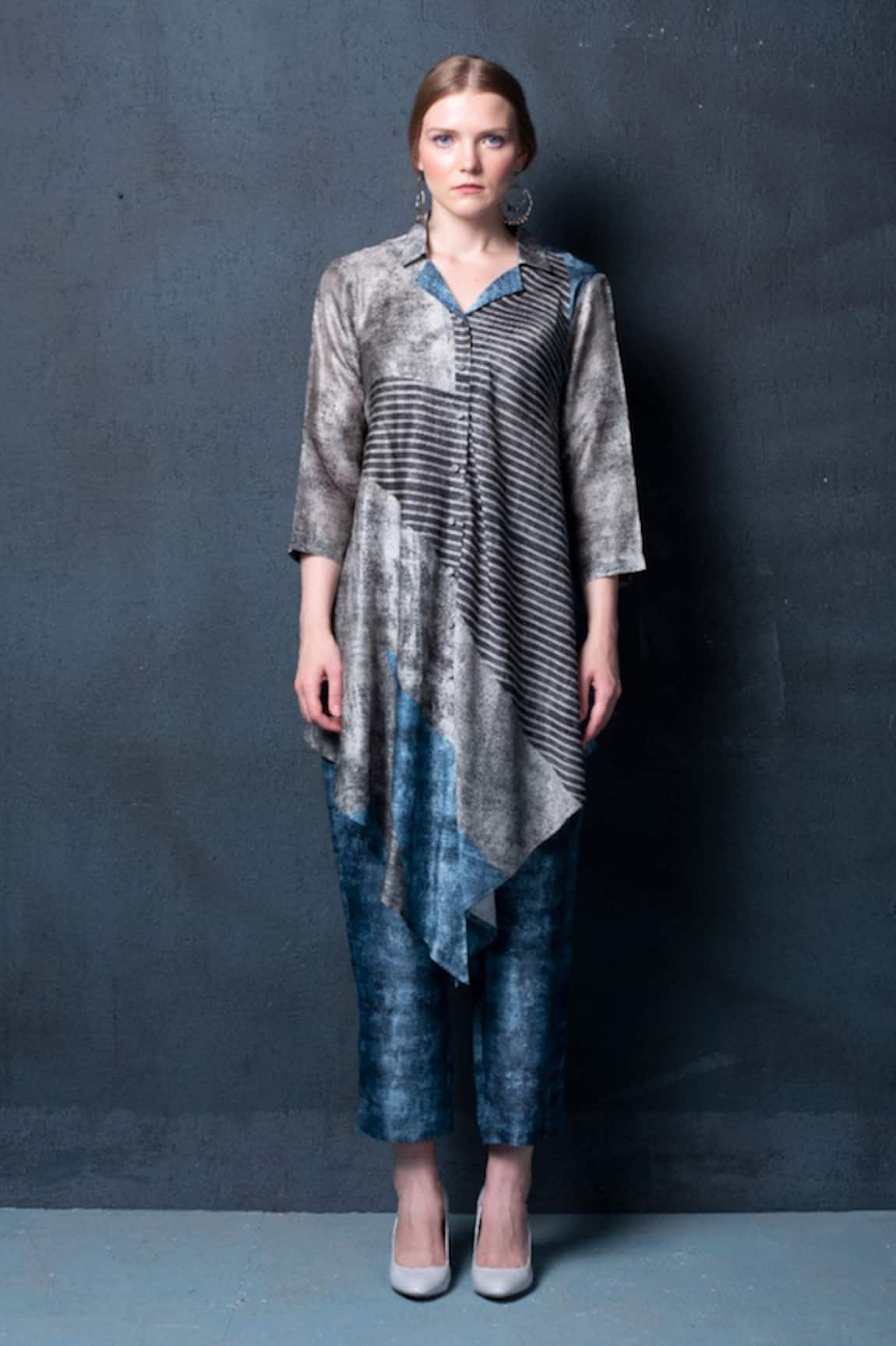 Clos Abstract Print Shirt Tunic & Pant Set