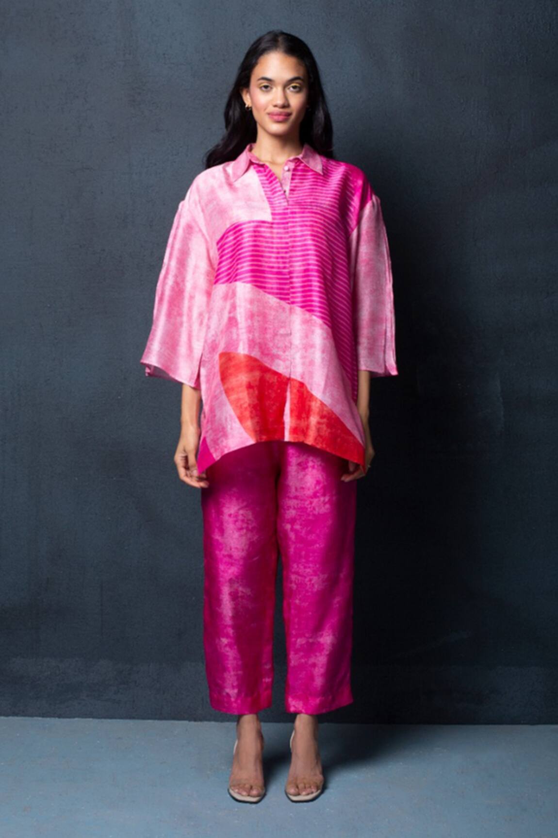 Clos Abstract Print Shirt Tunic & Pant Set