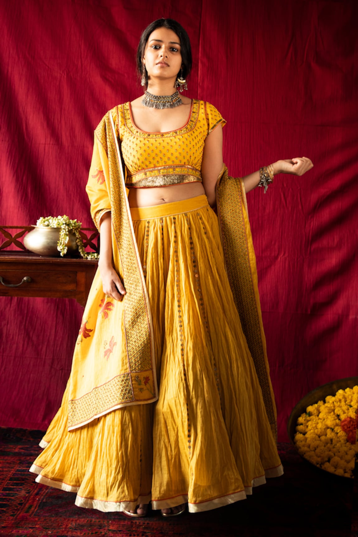 Nini Mishra Crushed Skirt Lehenga