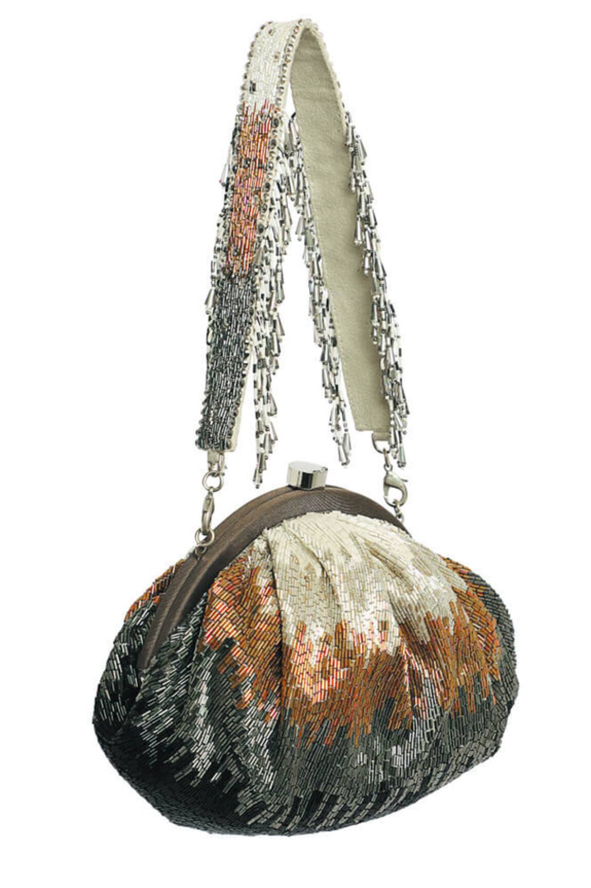 Lovetobag Silver Embroidered Pouch with Tassel Handle