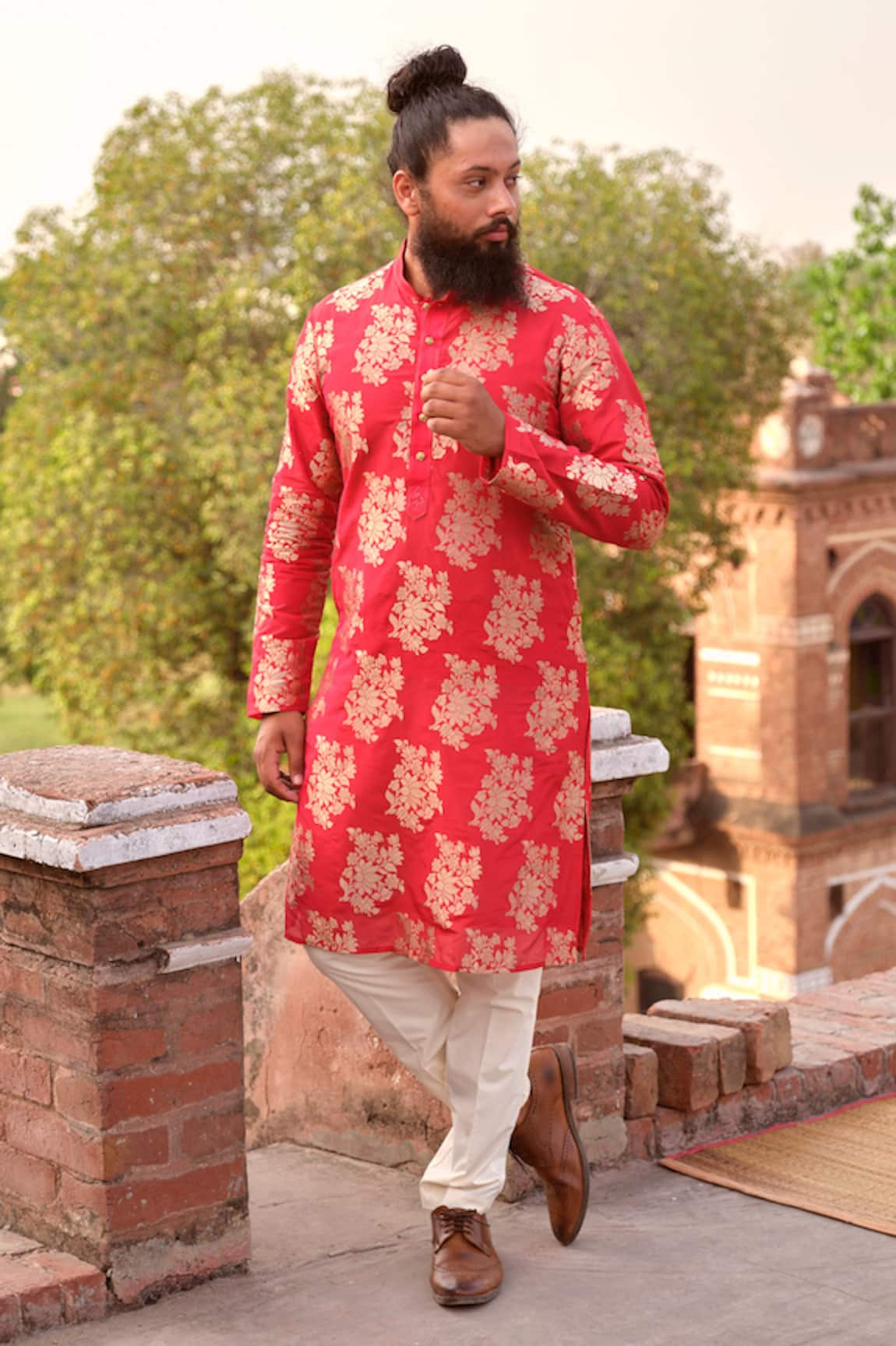 Nitesh Singh Chauhan Floral Woven Kurta & Pant Set