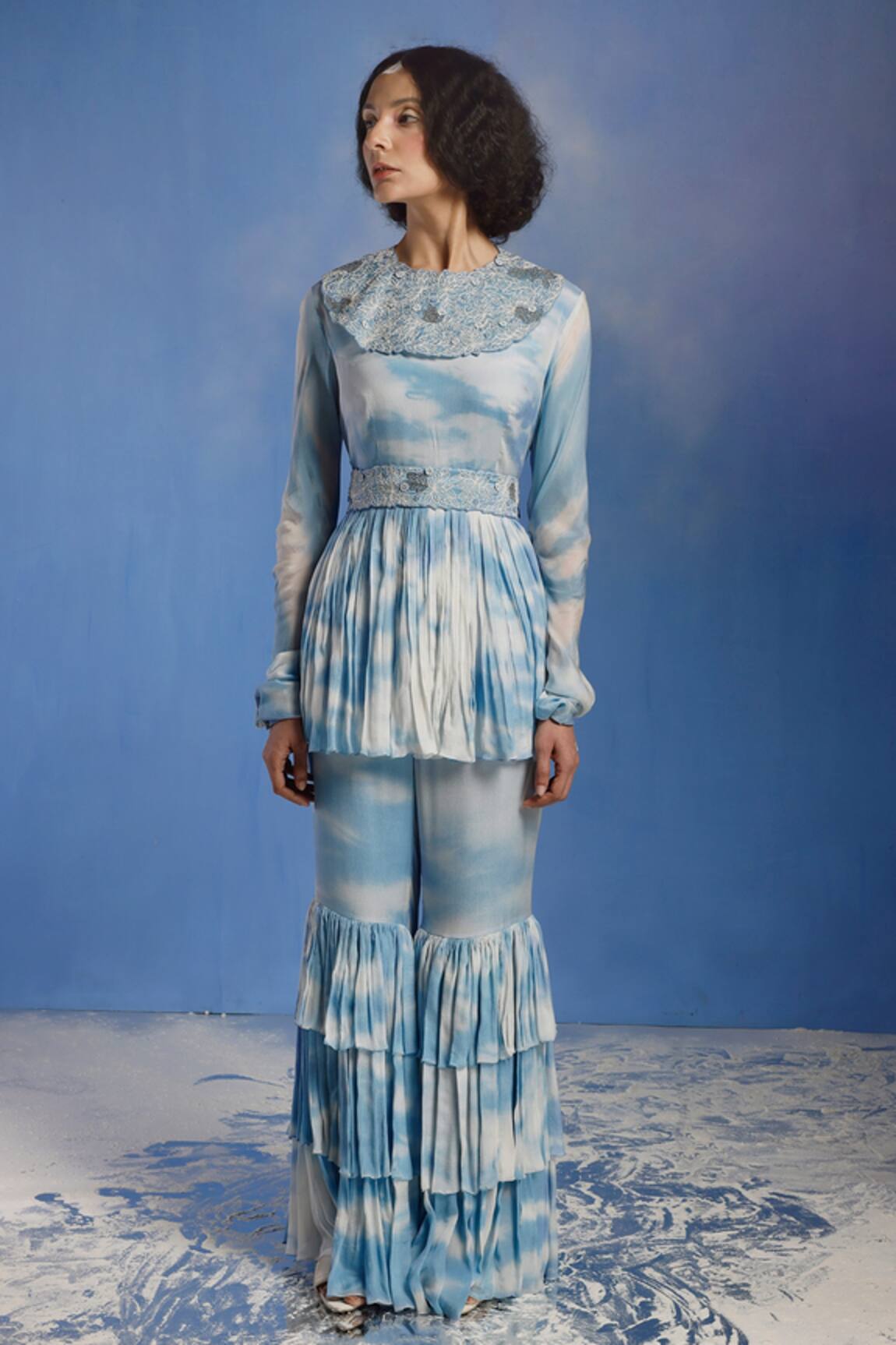 Eclat By Prerika Jalan Tie Dye Peplum Top Sharara Set 