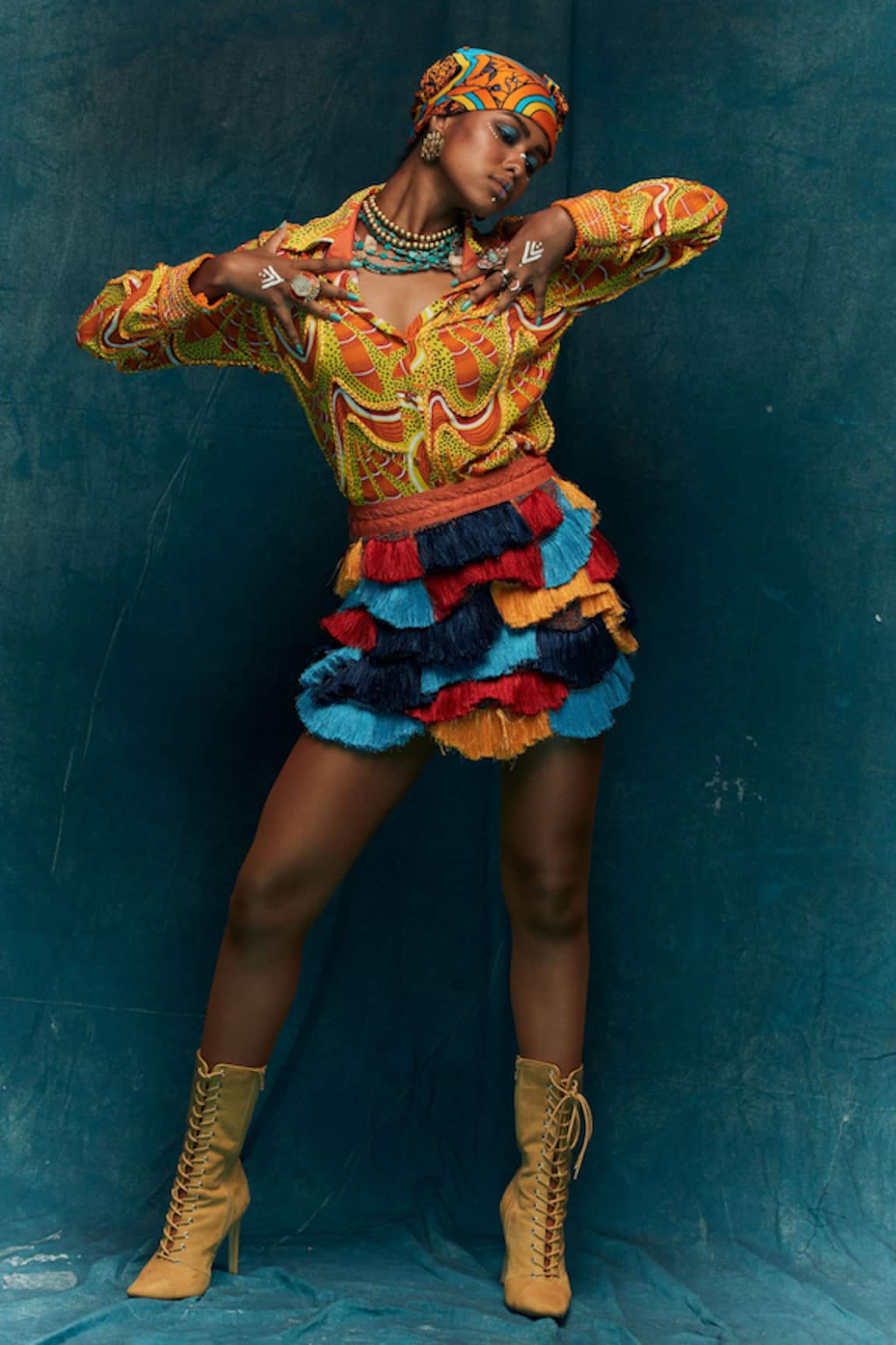 Esha L Amin Fringe Detail Skirt