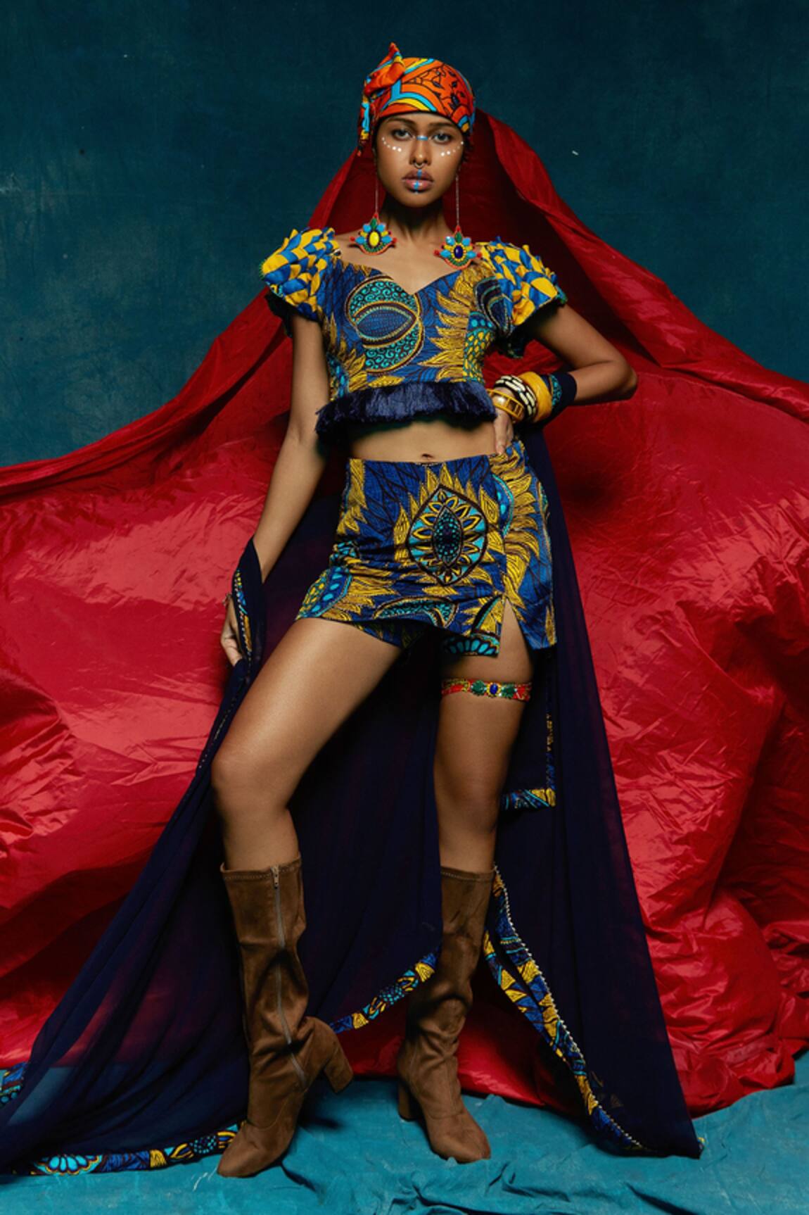 Esha L Amin Abstract Print Crop Top