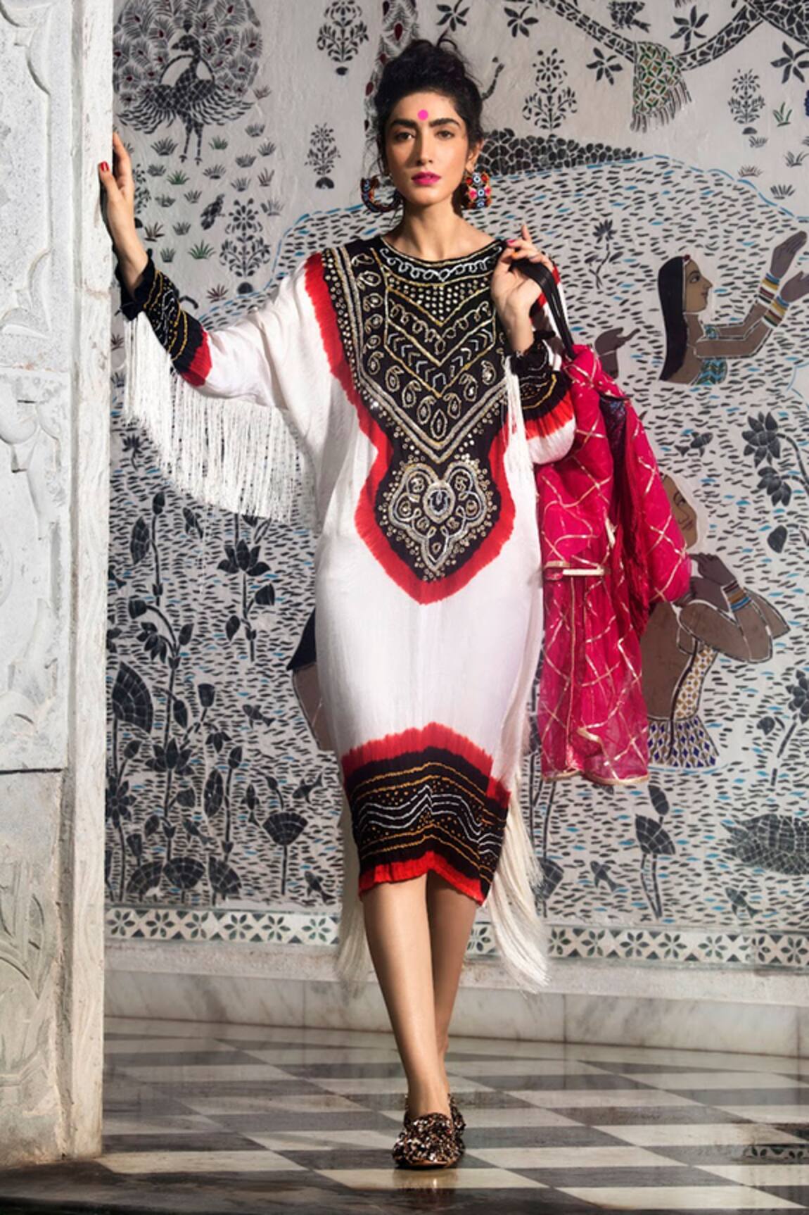 Etasha By Asha Jain Gajji Silk Kaftan Tunic 