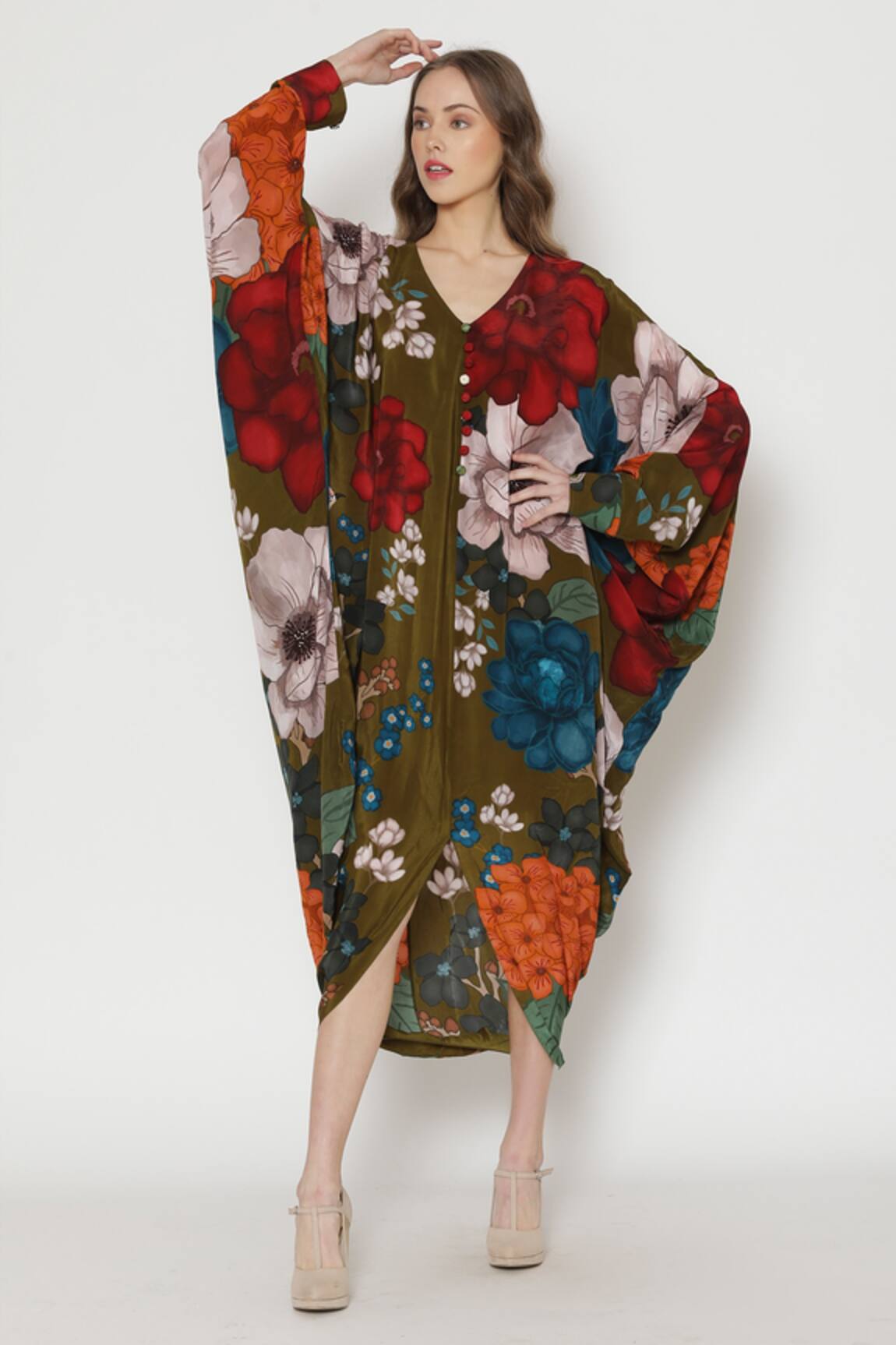 Alpona Designs By Soham Acharya Floral Print Kaftan Dress