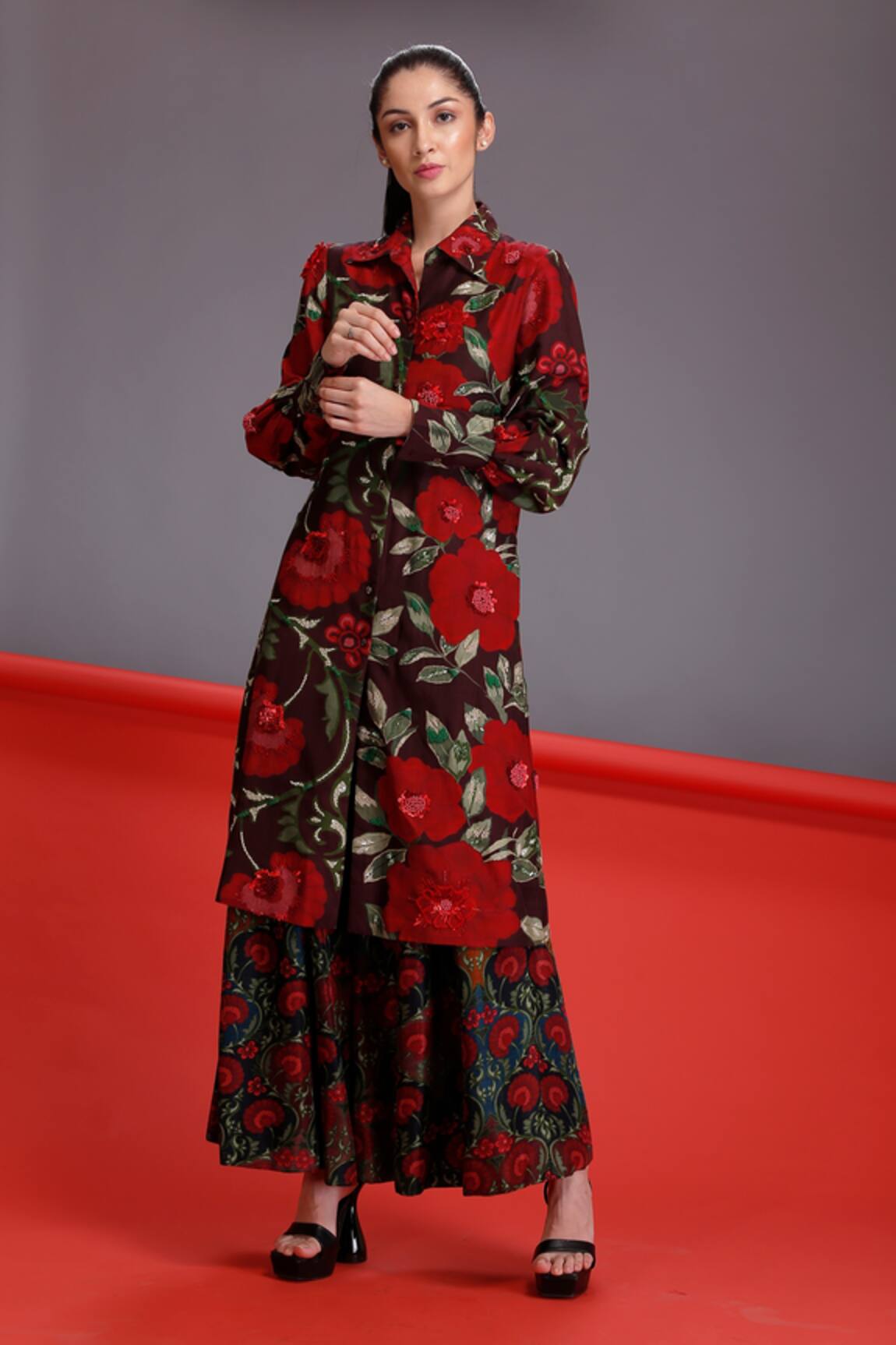 Alpona Designs By Soham Acharya Rose Print Shirt Dress