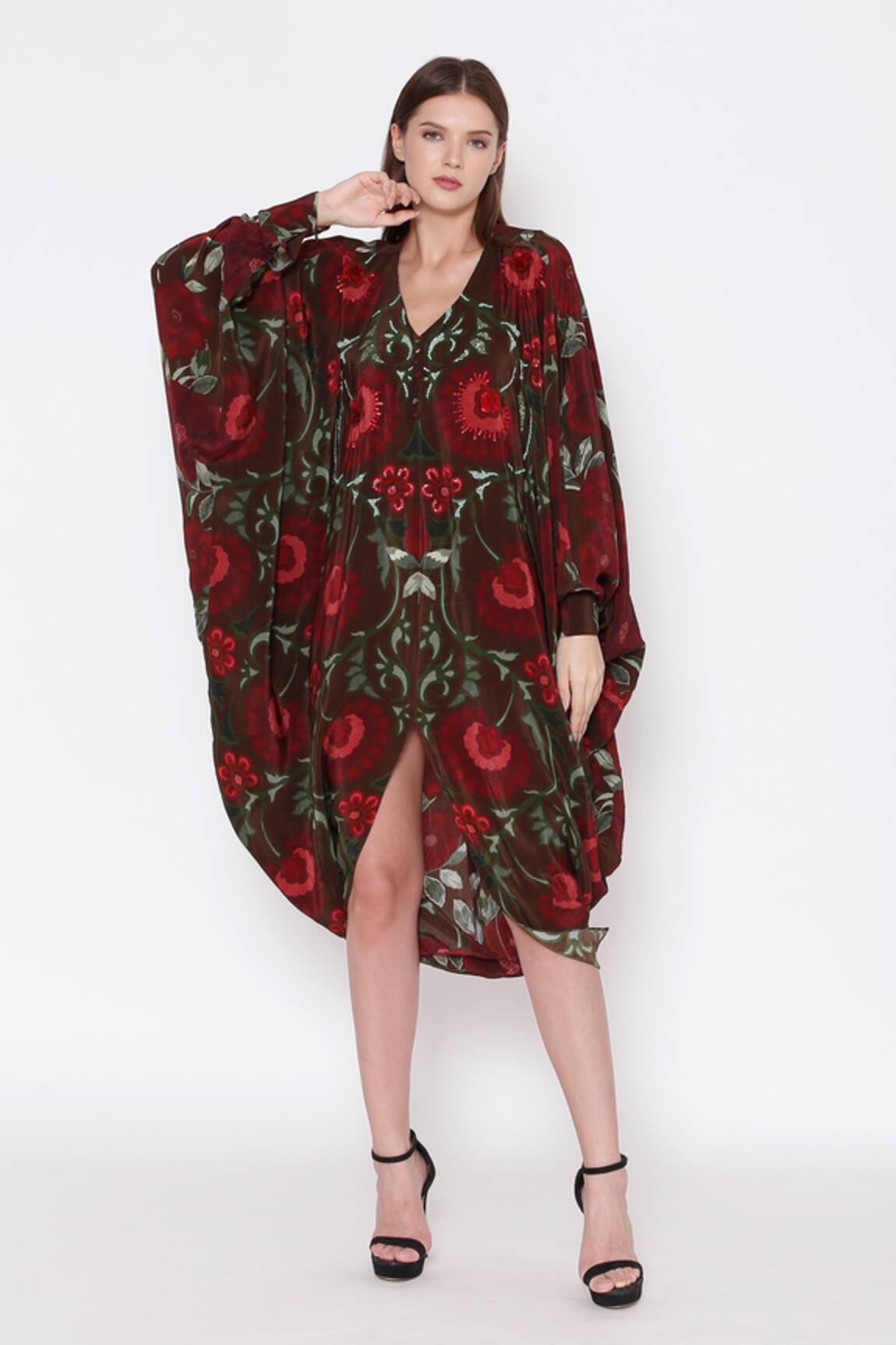 Alpona Designs By Soham Acharya Floral Print Kaftan Dress 