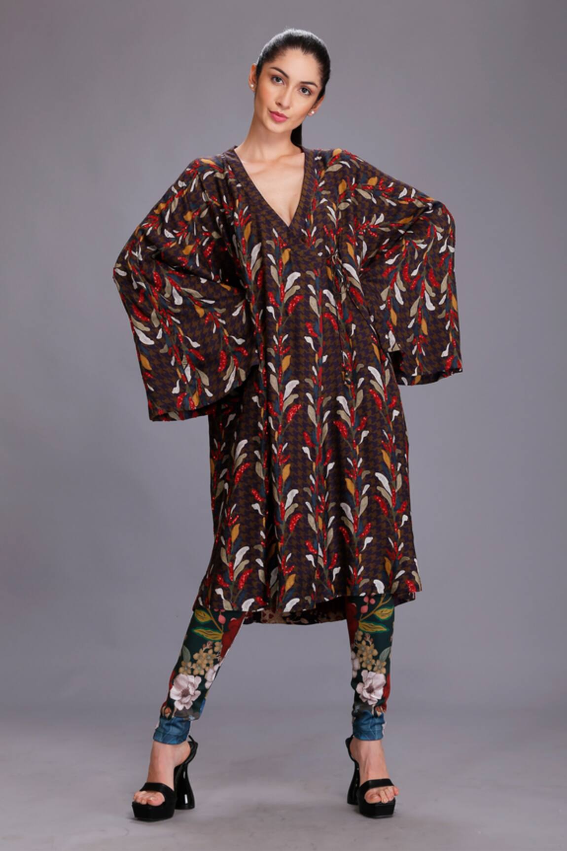 Alpona Designs By Soham Acharya Leaf Print Jacket 