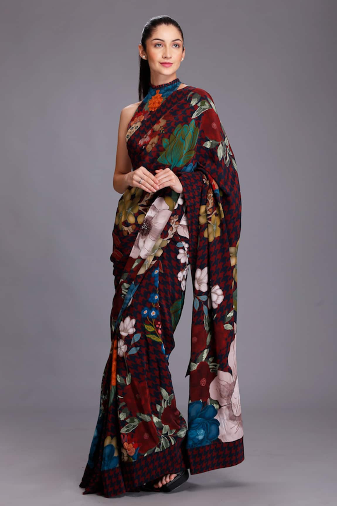 Alpona Designs Printed Saree With Blouse