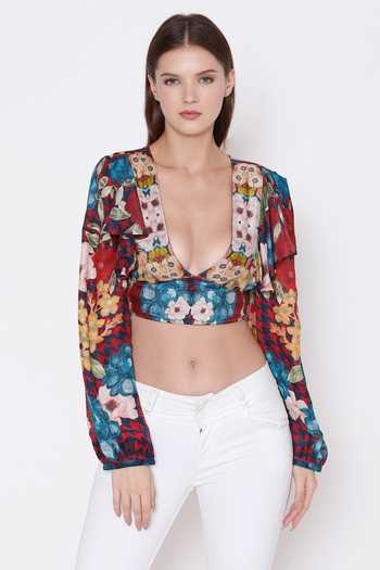 Alpona Designs By Soham Acharya Floral Print Crop Top 