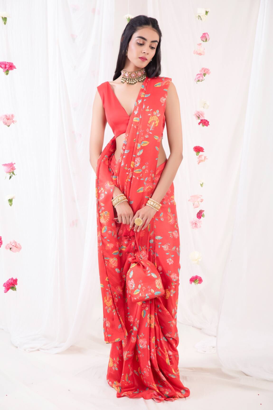 Esha Koul Pre-Draped Printed Saree With Blouse